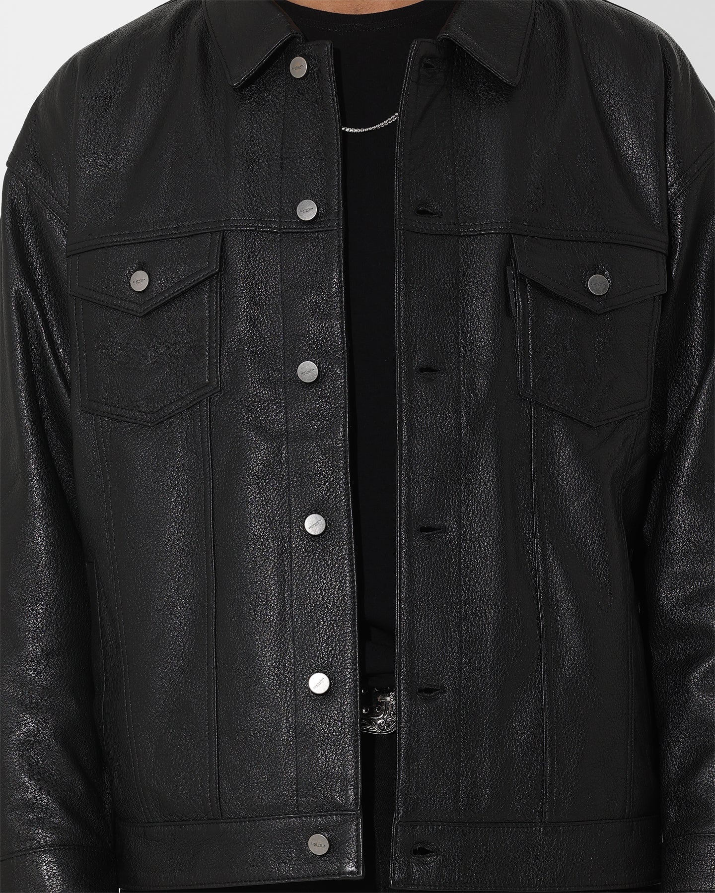 Saint Morta Oversized Leather Trucker Jacket Black、mySite、zt4zffjzw