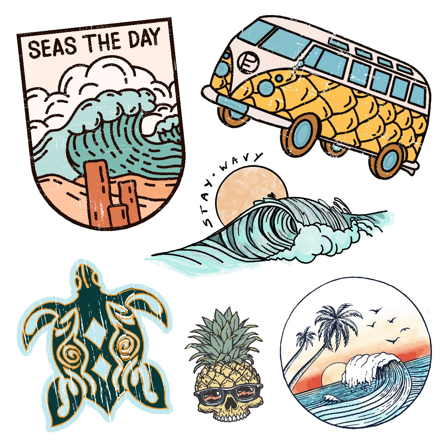  Seas the Day Vinyl Sticker Decal Set、mySite、ghnorth