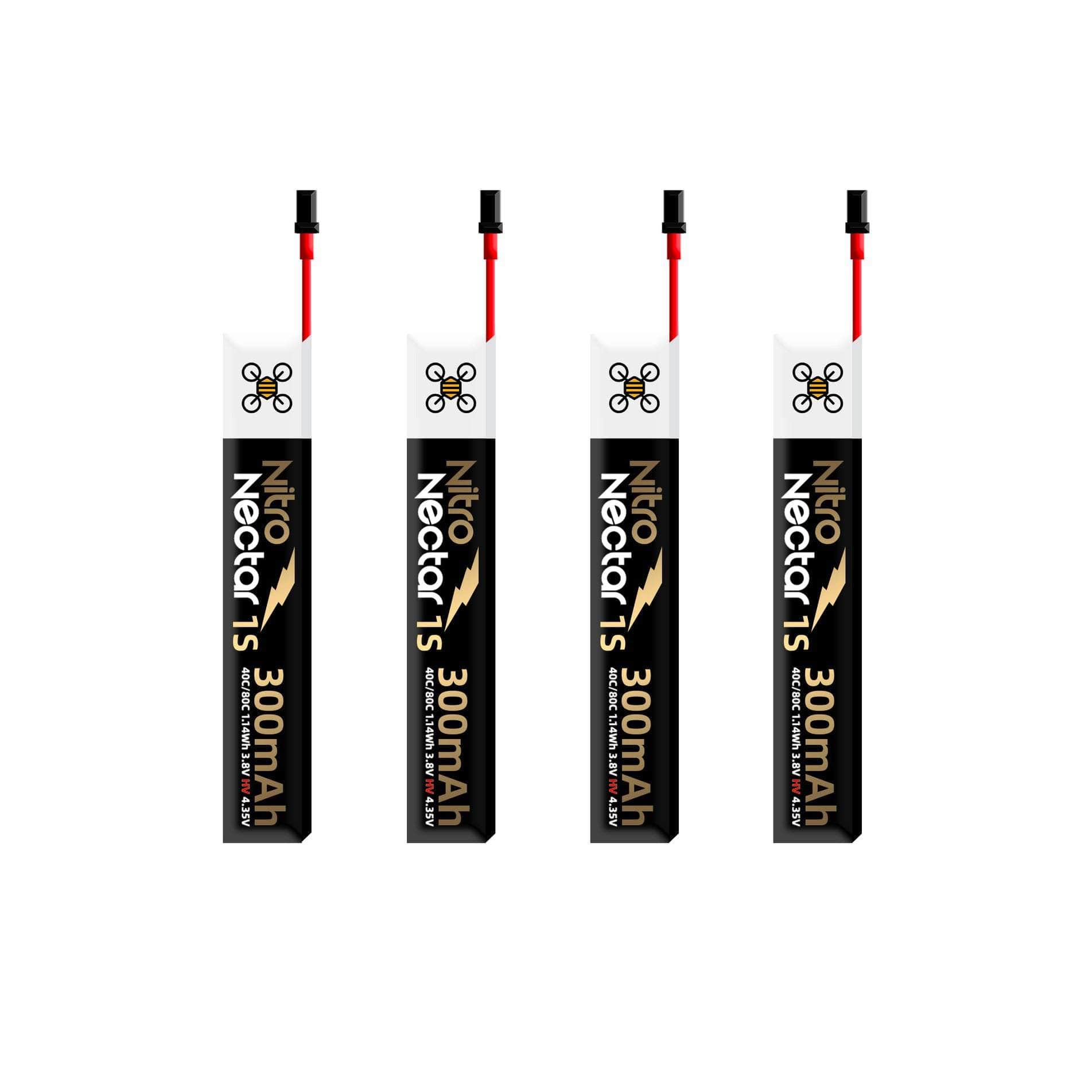  NewBeeDrone Nitro Nectar Gold 3.8V 1S 300mAh 40/80C LiHV Whoop/Micro Battery 4pcs - Choose Version、mySite、merchandisen