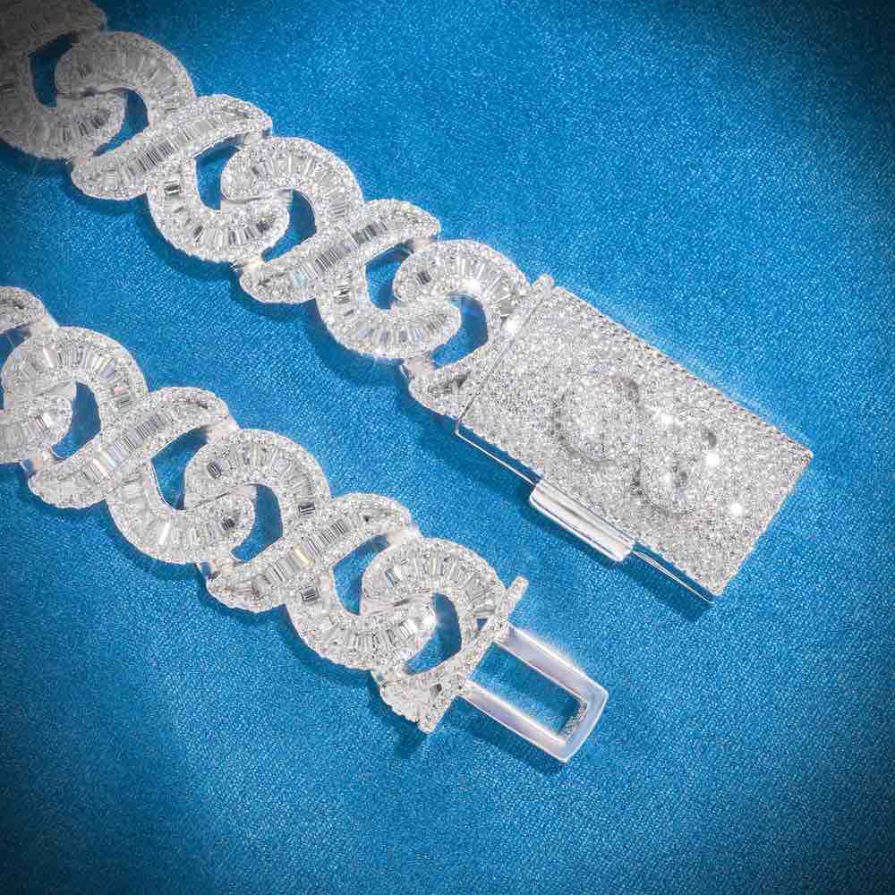 CUSTOM CLASP 20MM Moissanite Baguette Infinity Link Bracelet 14K Gold、mySite、hinf8tx79