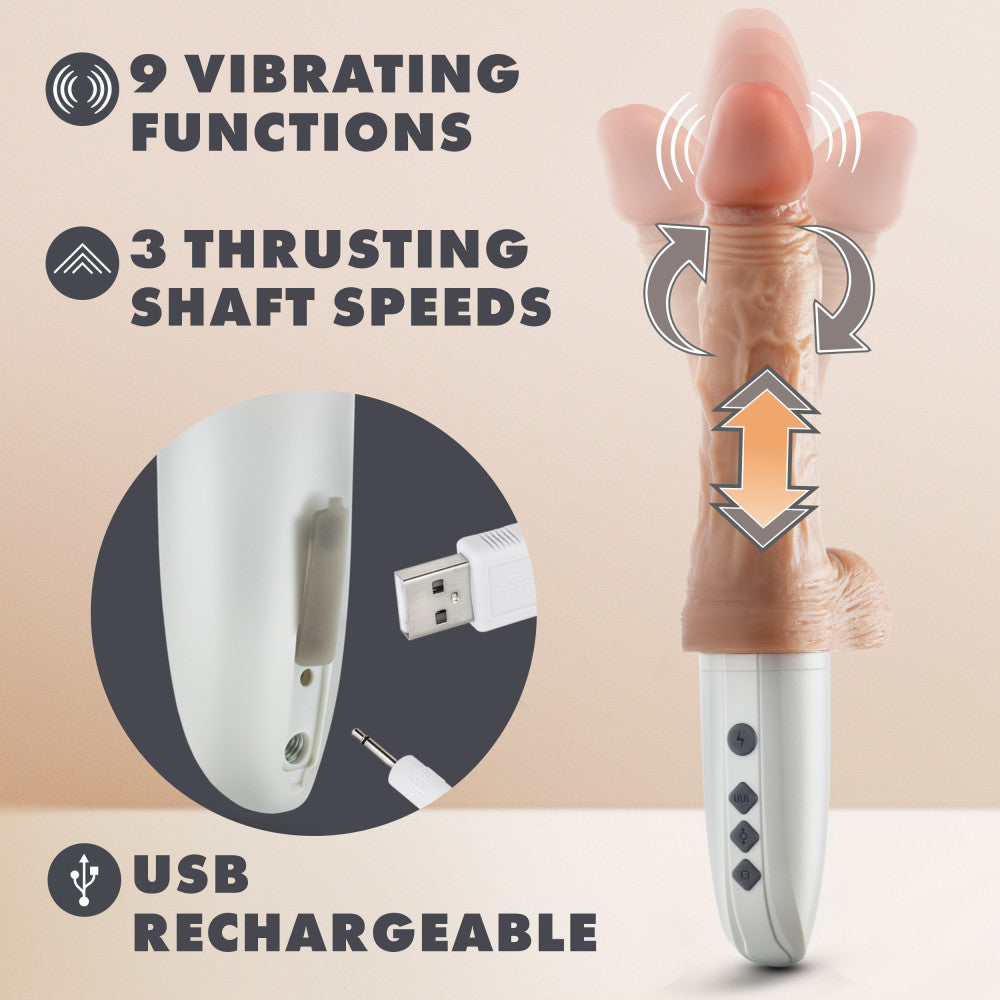 Dr. Skin Silicone By Blush® | Dr. Hammer 7 Inch Vibrating And Thrusting Dildo – Soft Liquid Silicone Realistic Penis With Warming Sensations – Beige、mySite、bottomscart