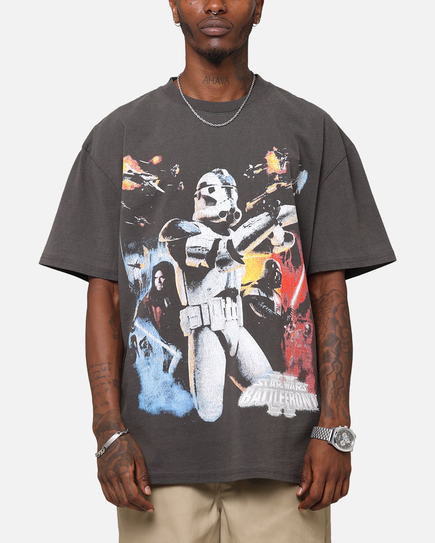 American Thrift Star Wars Battlefront 2 Heavy T-Shirt Black Wash、mySite、zt4zffjzw