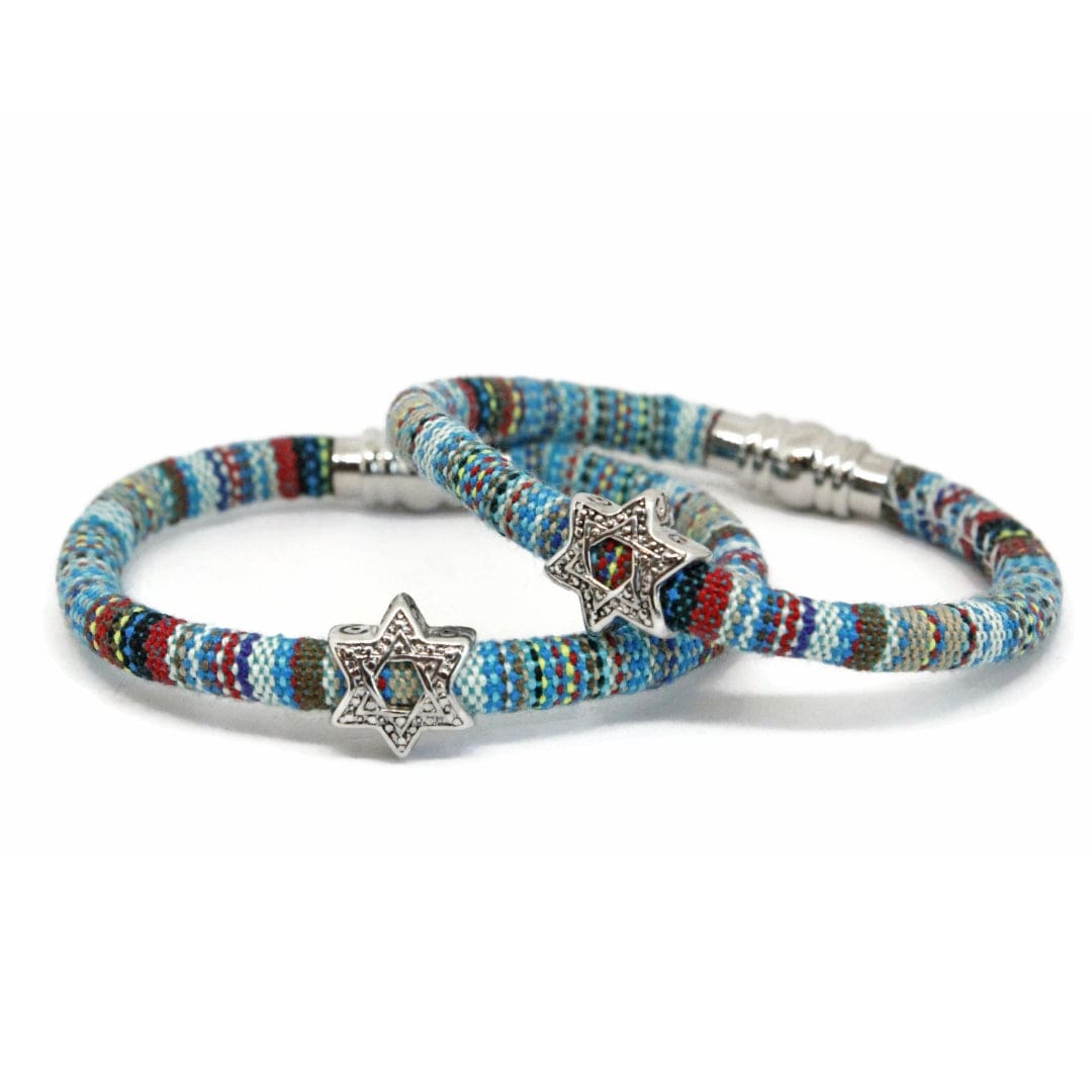 Hollow Star of David Beaded Cotton Bracelet - Blue、mySite、topwebapps