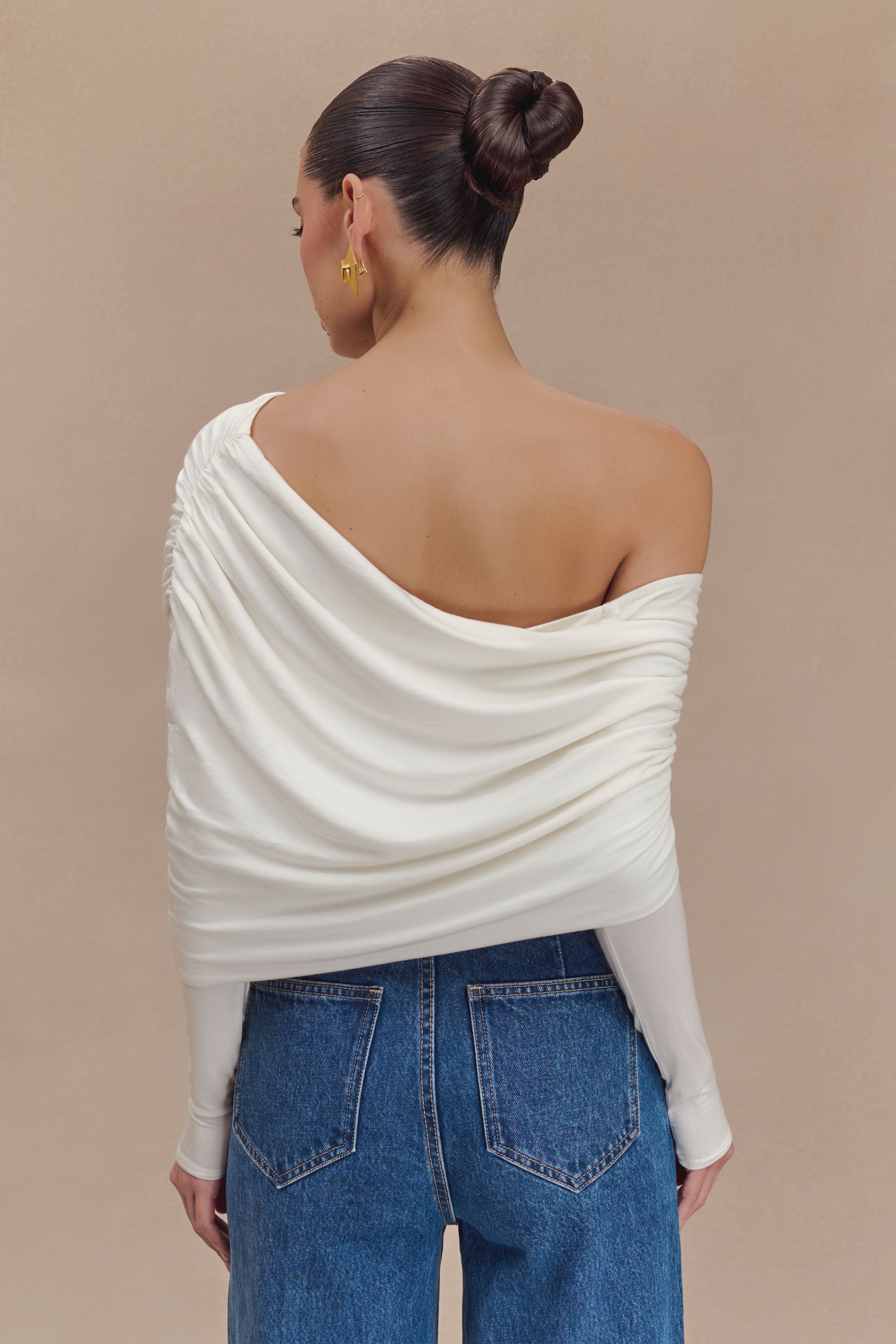 Corinna Modal One Shoulder Top - Ivory、mySite、solidvoid