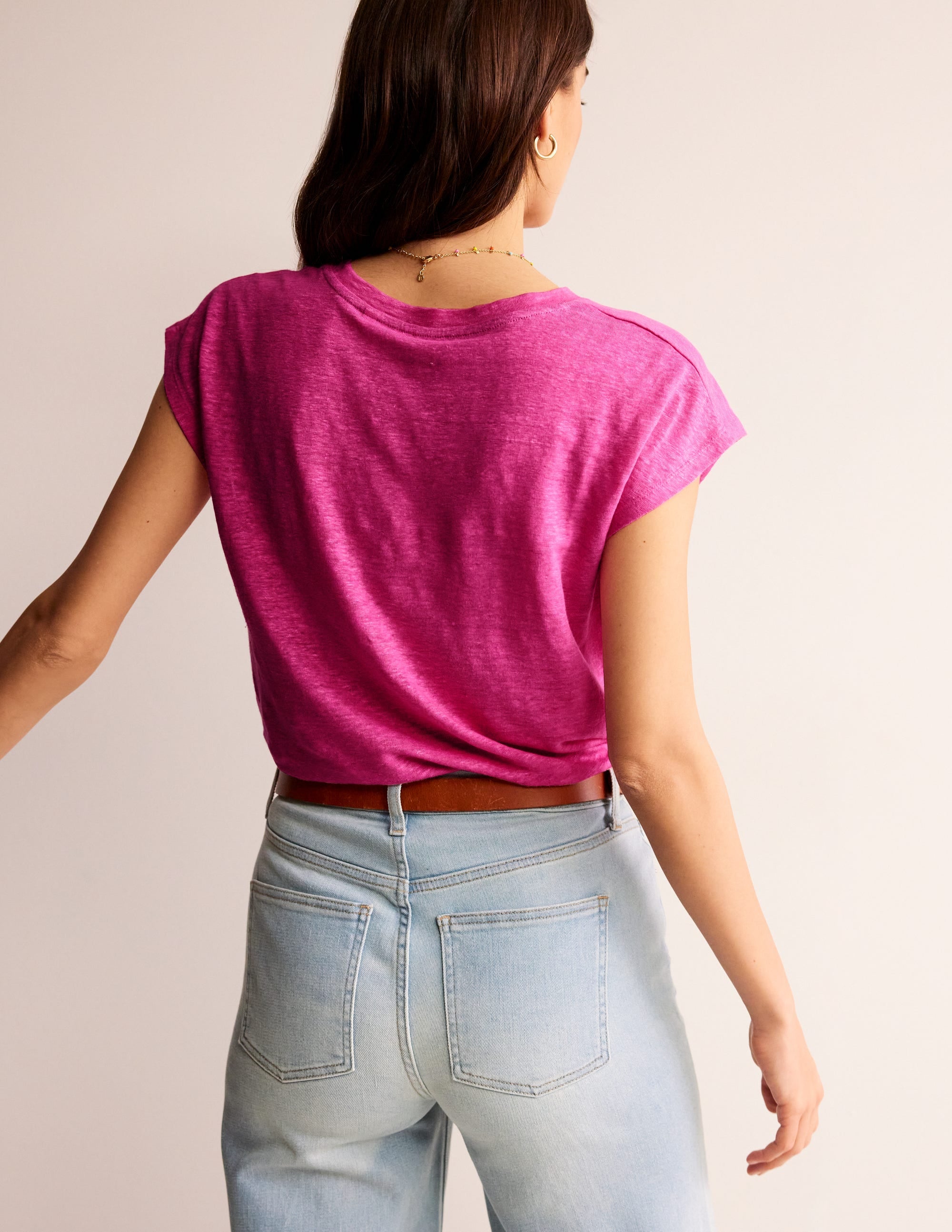  Louisa Crew Neck Linen T-shirt-Sangria Sunset、mySite、ashleygrahame