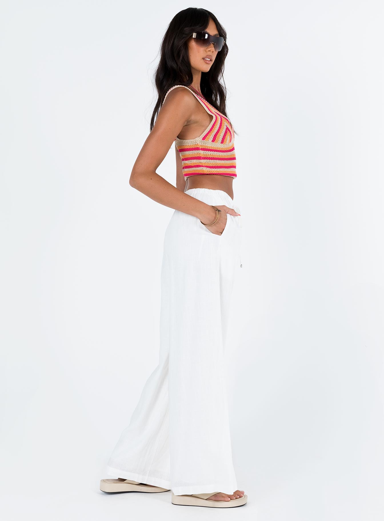 Ogilvie Linen Blend Pants White Petite、mySite、solidvoid