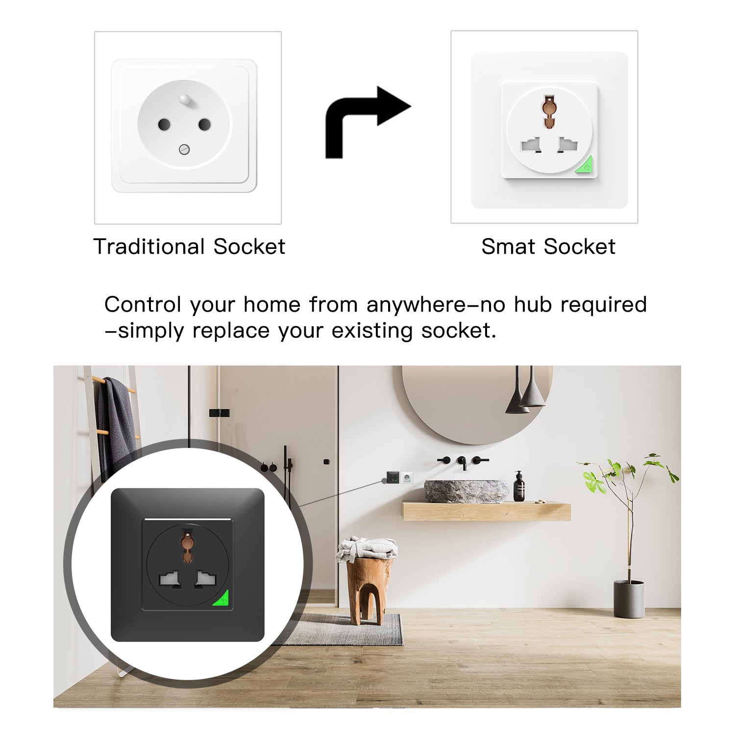 WiFi Smart Light Wall Switch Socket Outlet Push Button Universal Version、mySite、fannypackpong