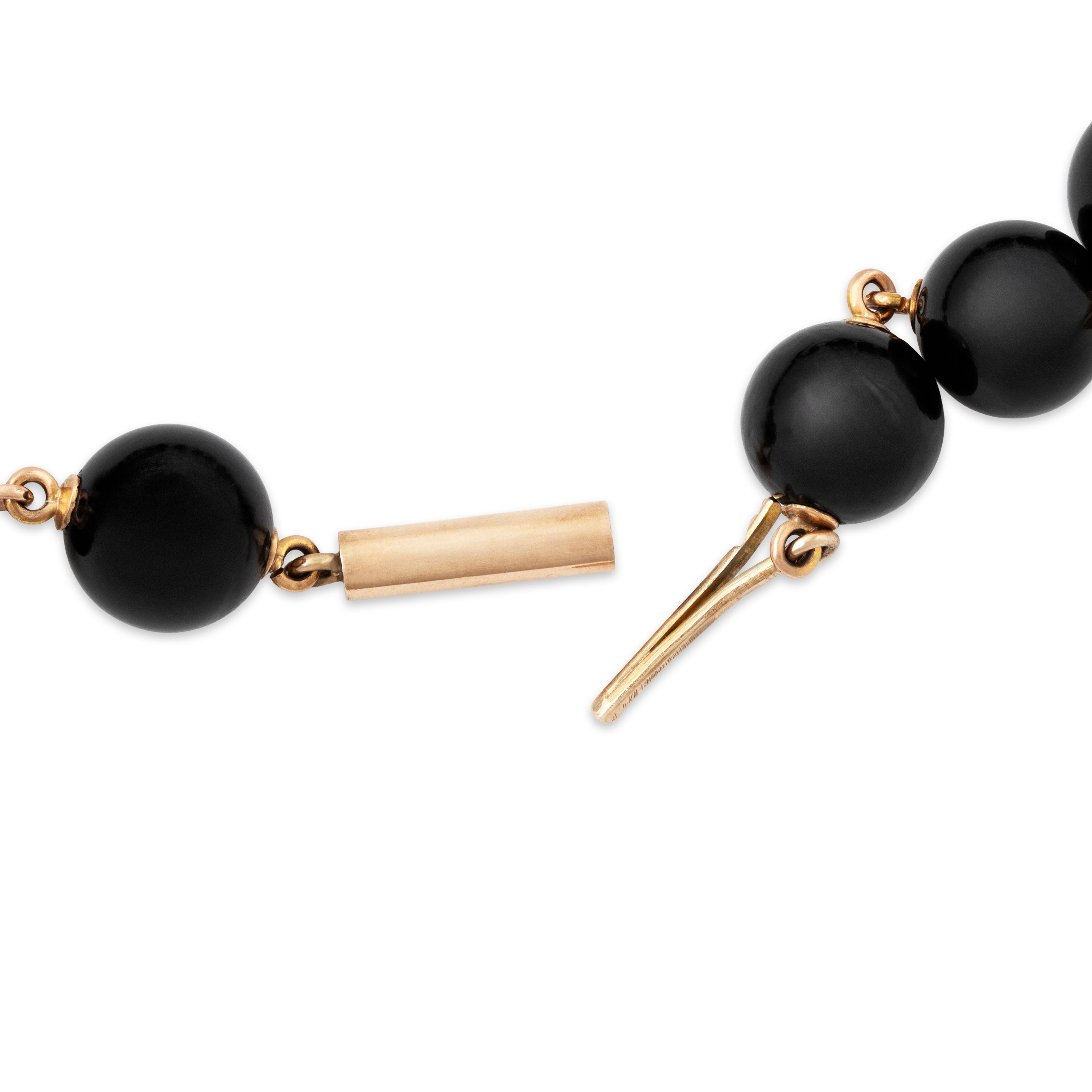 Vintage Heavy Art Deco 14k Yellow Gold Onyx Geometric Statement Necklace 20、mySite、hinf8tx79