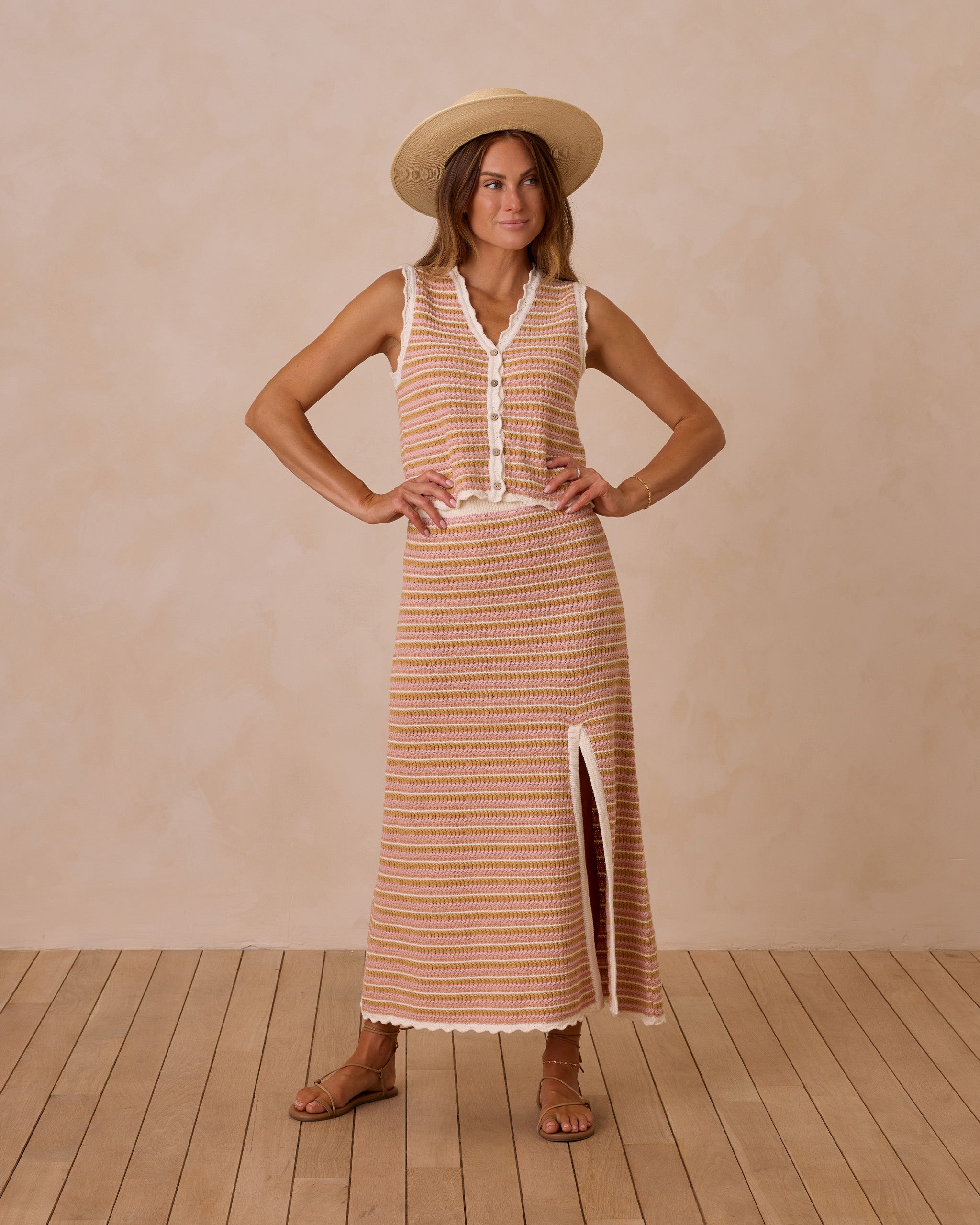  Knit Midi Skirt | Pink Stripe、mySite、layawaytickets