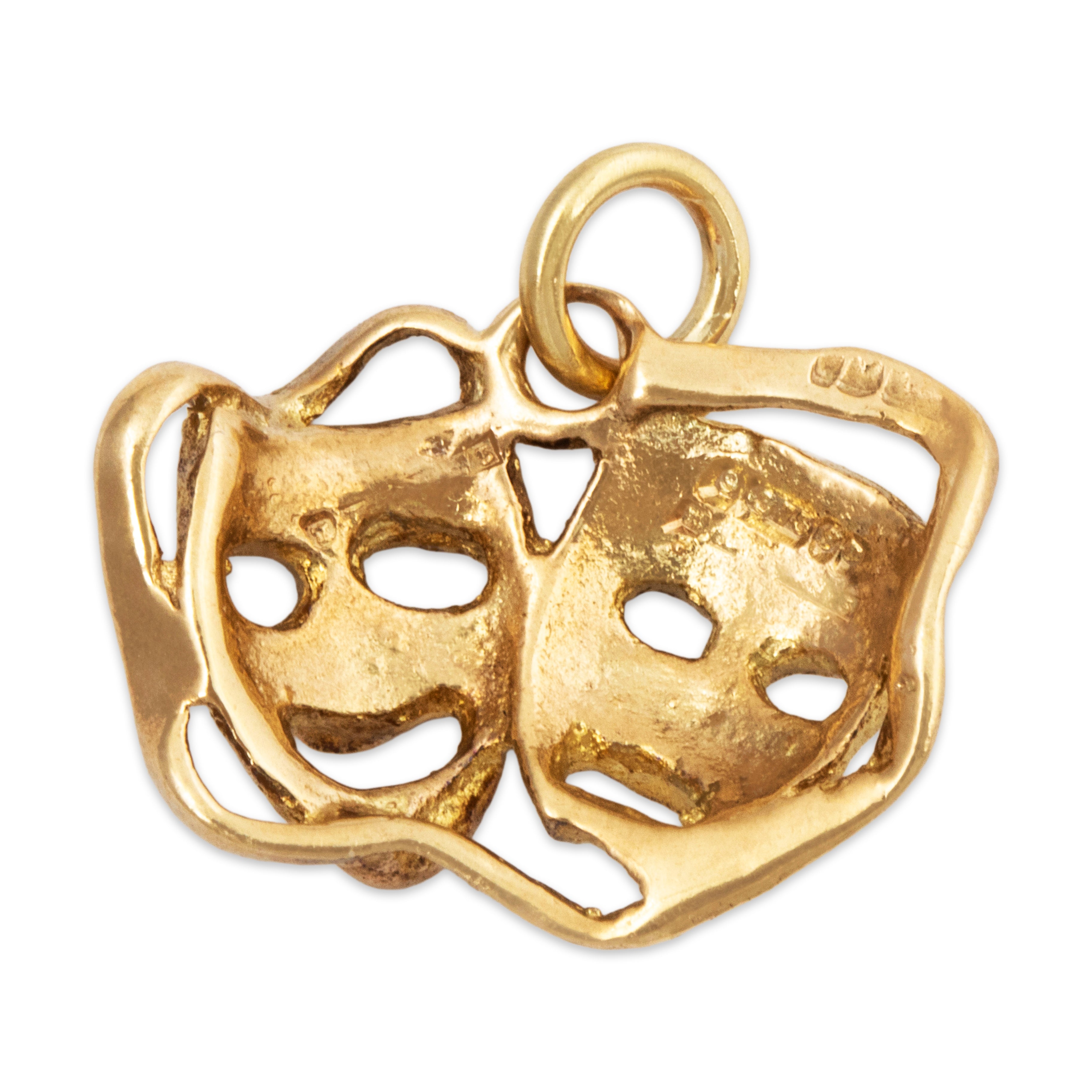 Vintage English 9k Yellow Gold Drama Masks Melpomene & Thalia Charm / Pendant、mySite、hinf8tx79