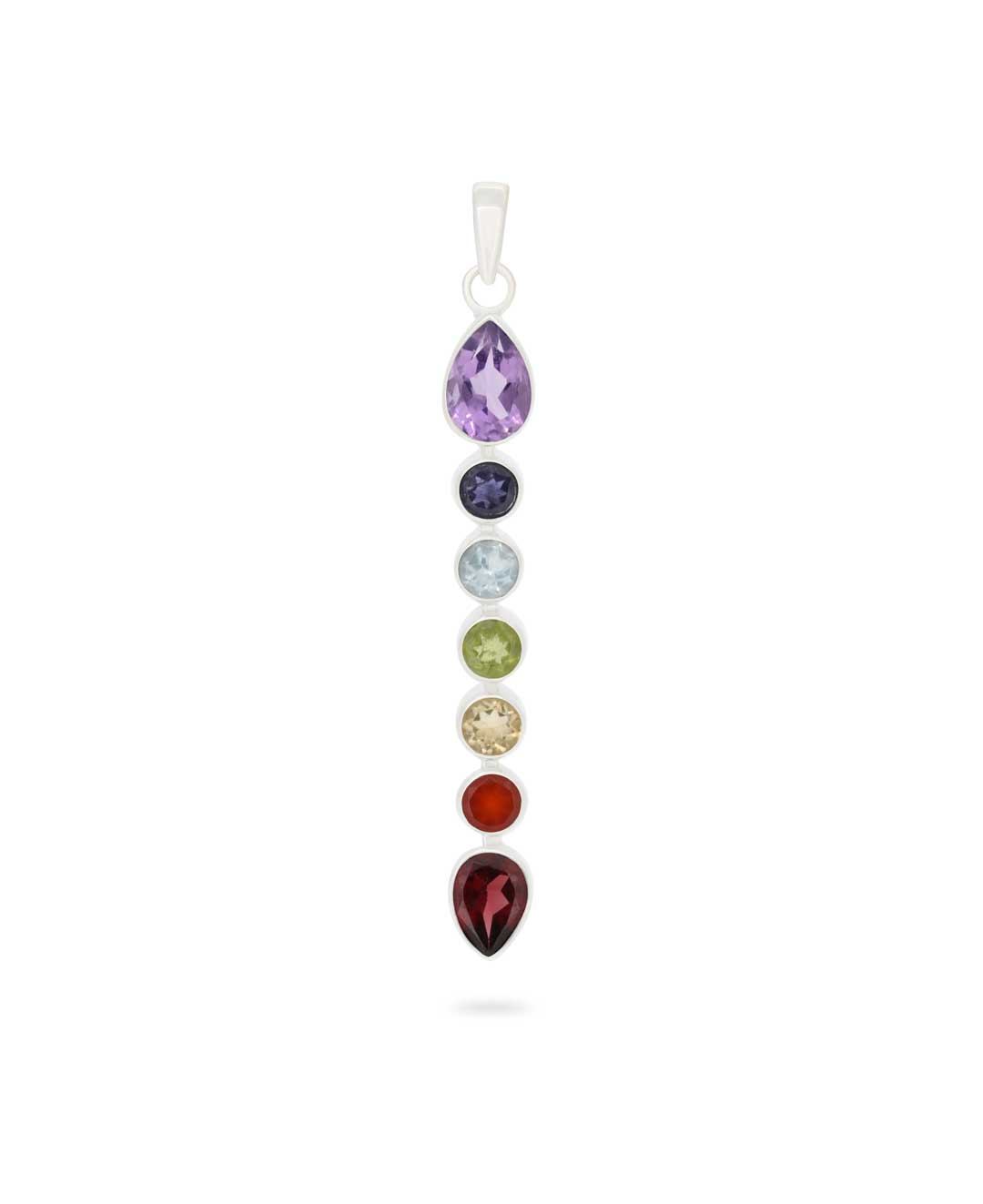 7 Gemstones Sterling Silver Chakra Pendant、mySite、topwebapps