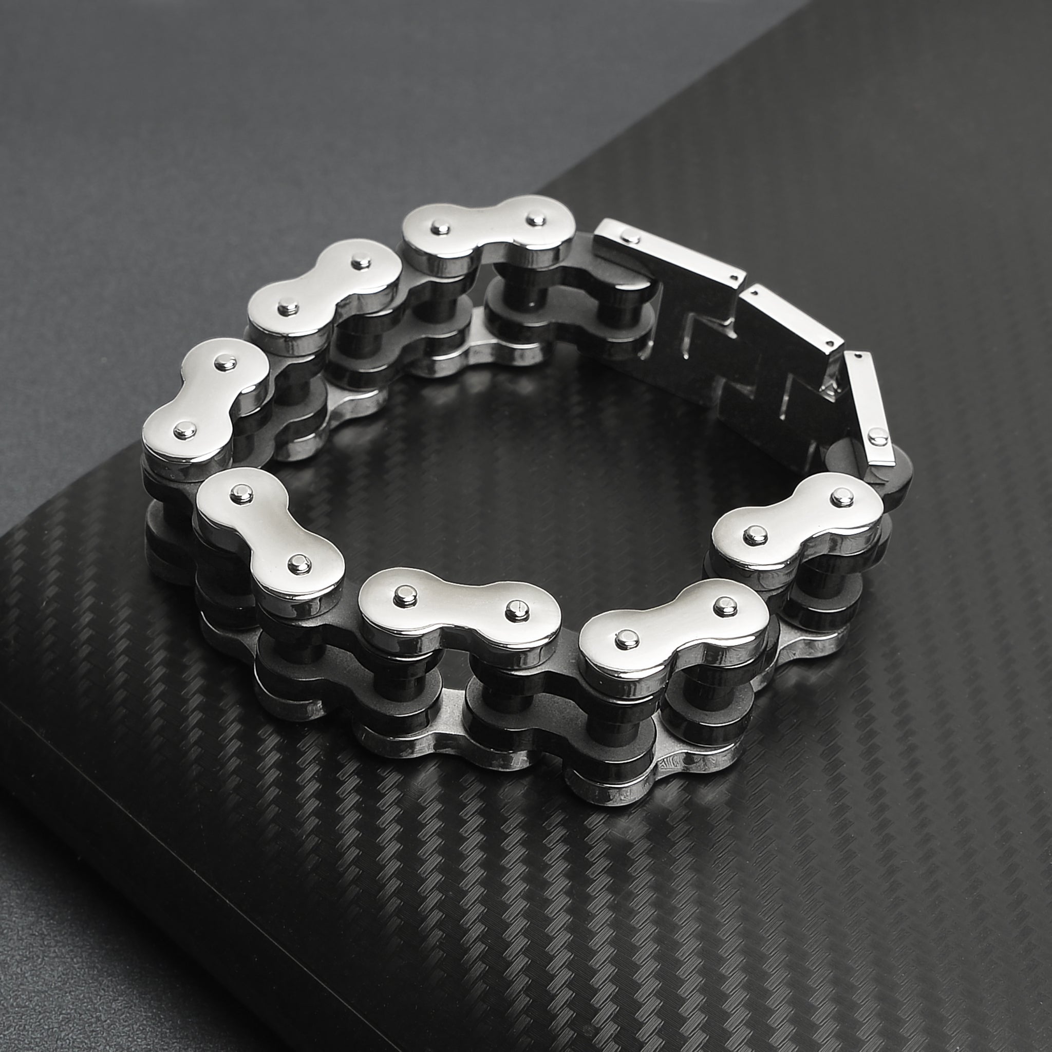 Stainless Steel and Black Bike Chain Bracelet / WCB1015、mySite、dreamappss