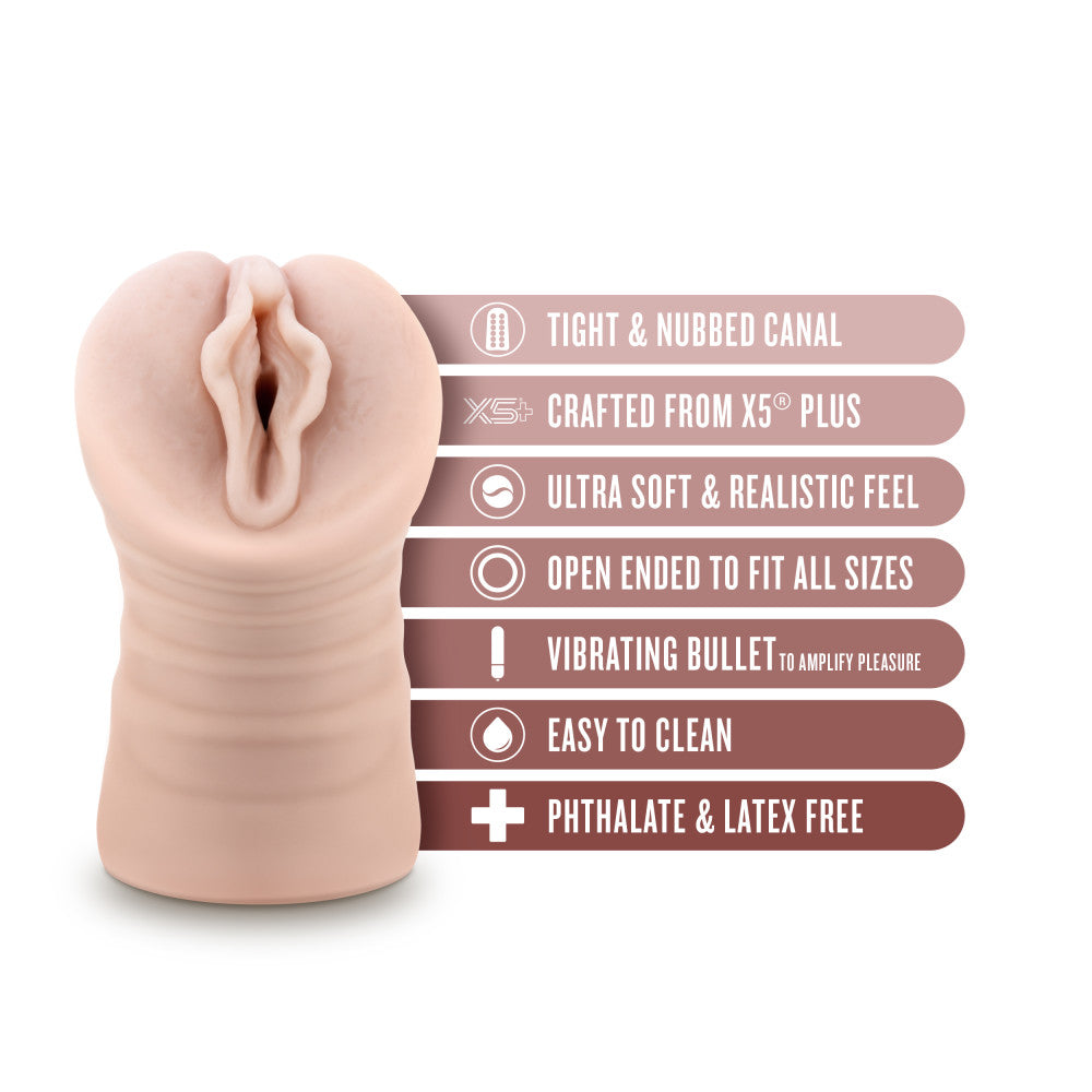 Enlust By Blush® | Destini Vibrating AI Male Masturbator Tight & Nubbed Canal With Vibrating Bullet - Made With X5® Plus Ultra Soft Realistic Vaginal Feel - Beige、mySite、bottomscart