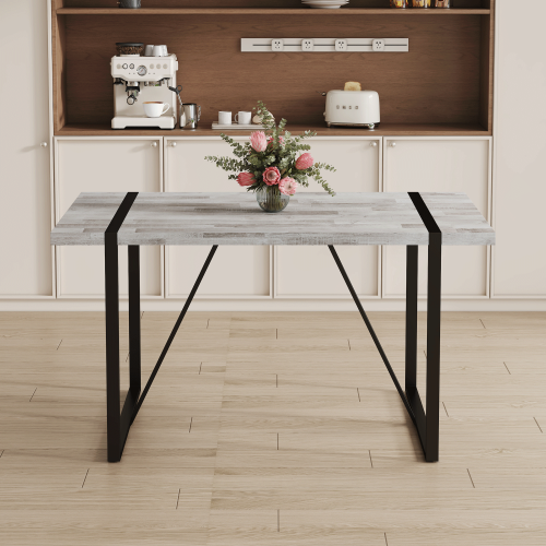 Rustic Industrial Rectangular Wood Dining Table For 4-6 Person, With 1.5" Thick Engineered Wood color Tabletop and Black Metal Legs,Desk For Kitchen Dining Living Room, 55.1" x 31.4"x 29.9"1529W115172、、casual