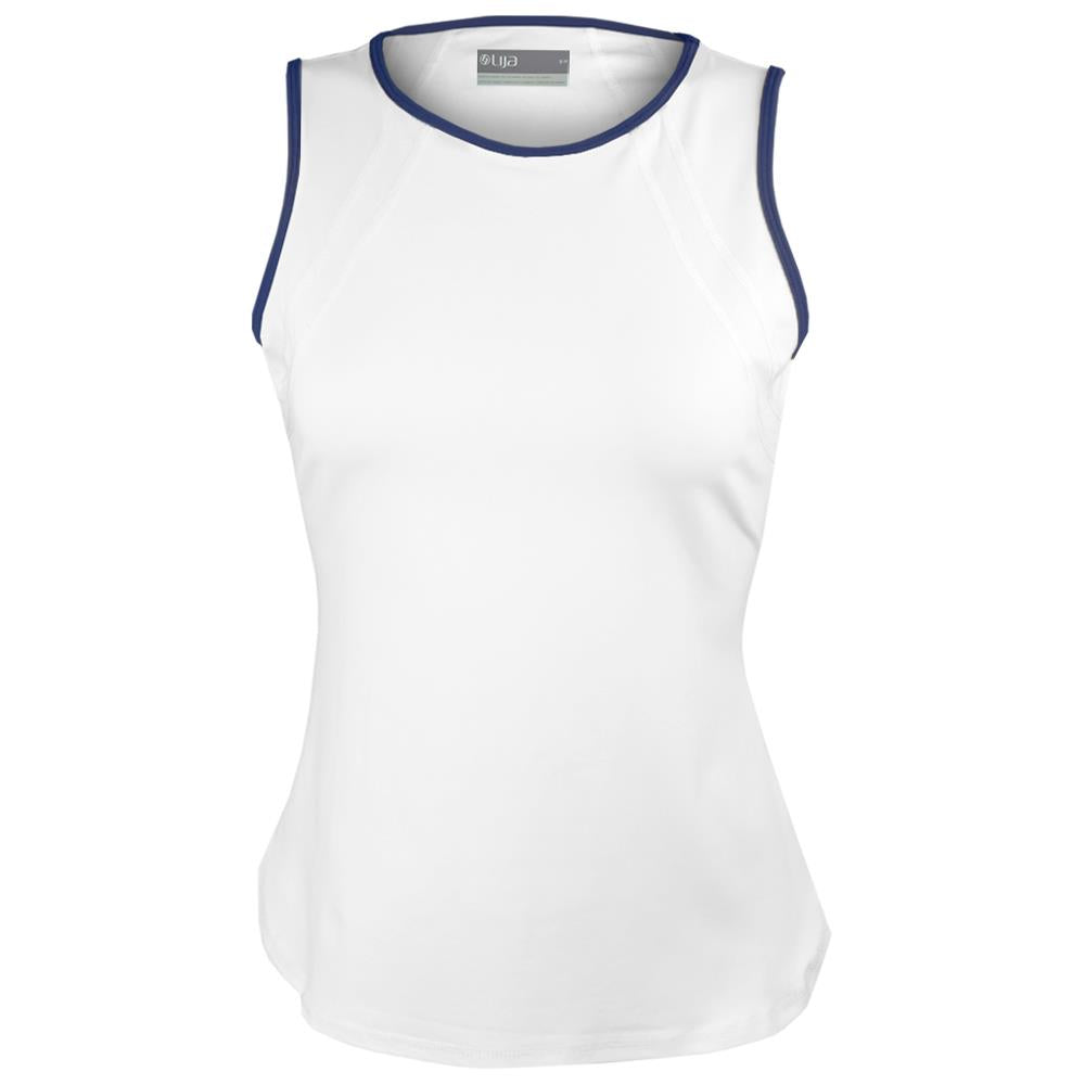 Lija Women's Bea Tank - White/Dark Navy、mySite、neckold
