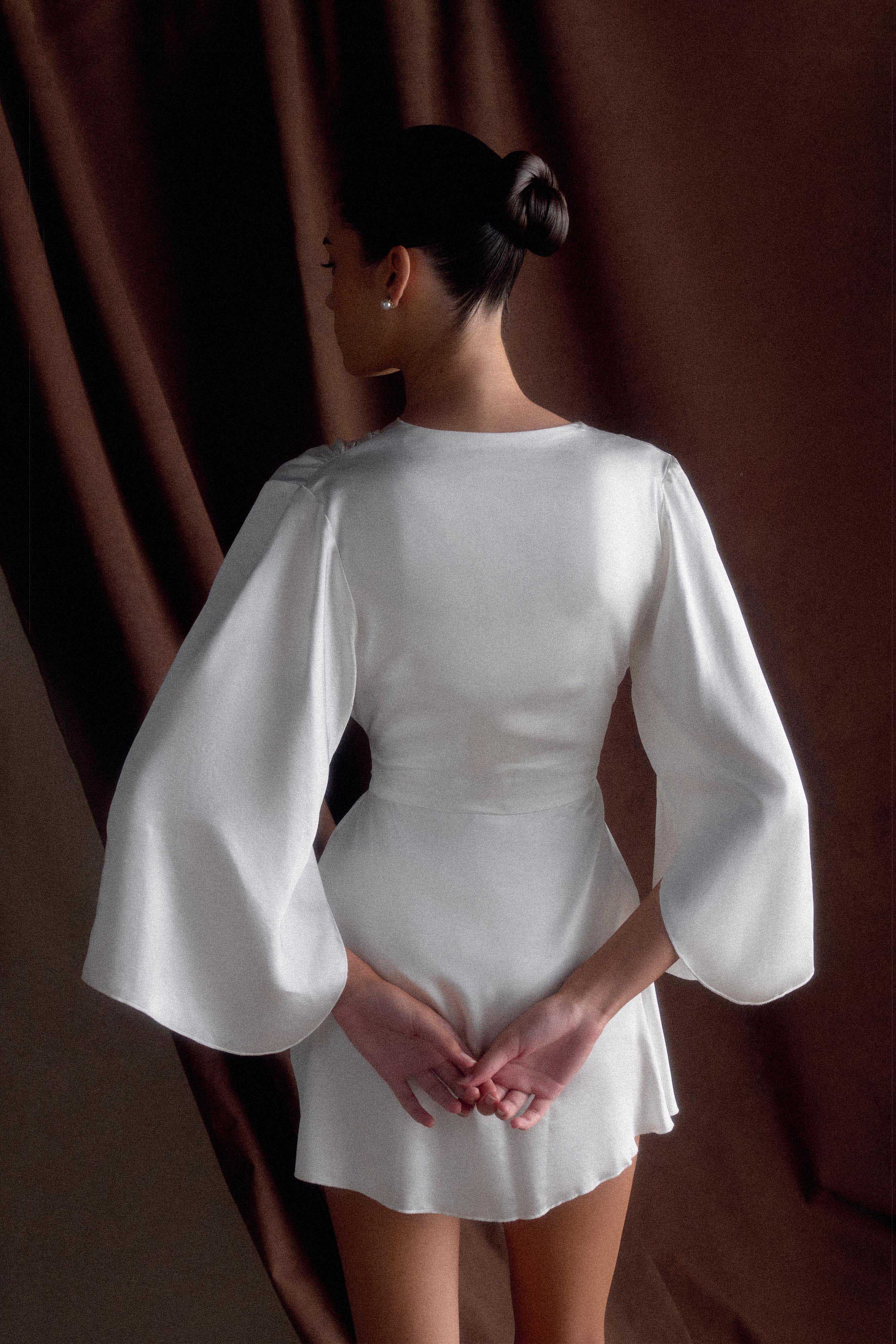 Sterling Satin Bridal Robe - Ivory、mySite、solidvoid