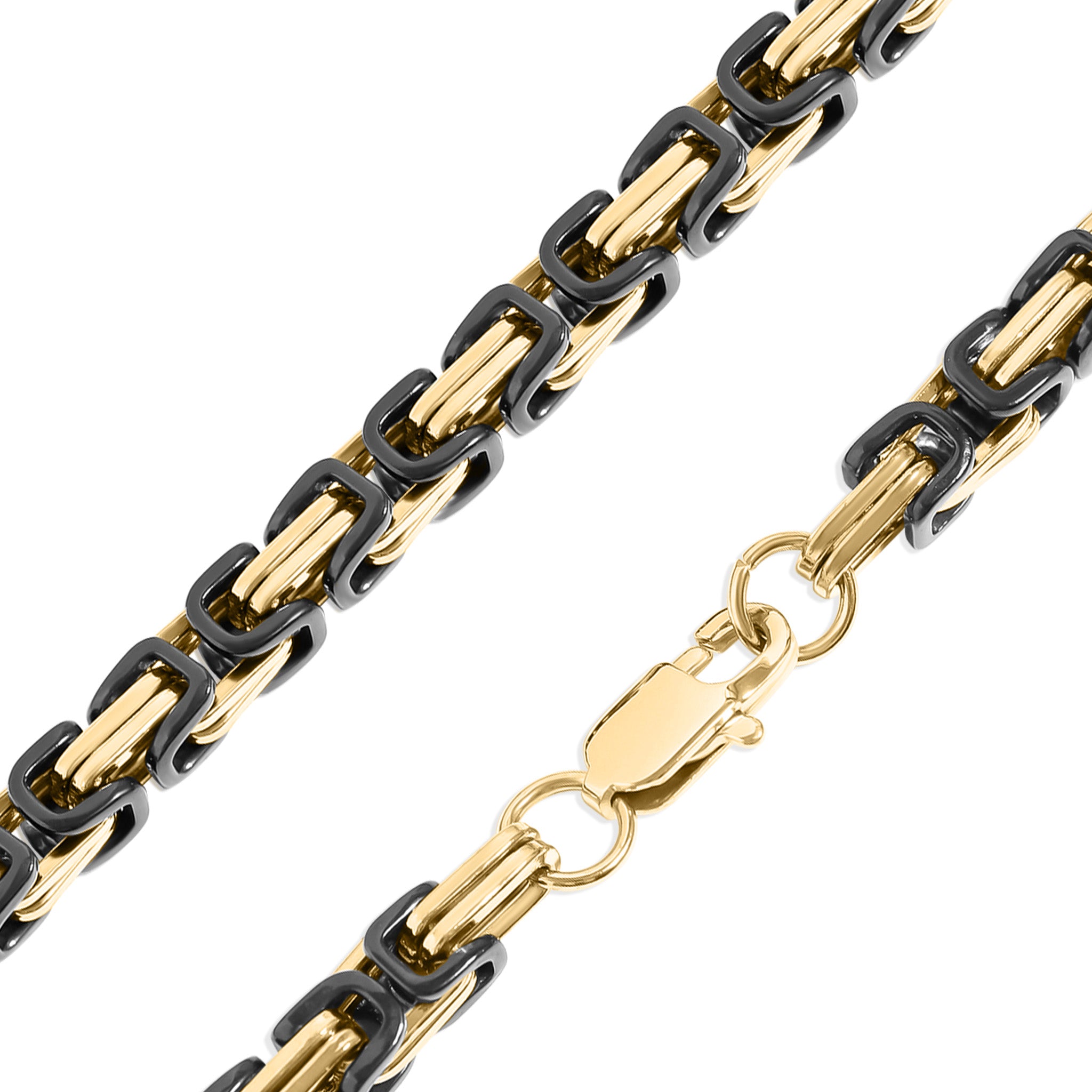 Stainless Steel Black and 18K Gold PVD Coated Byzantine Chain Necklace / CHN8502、mySite、dreamappss