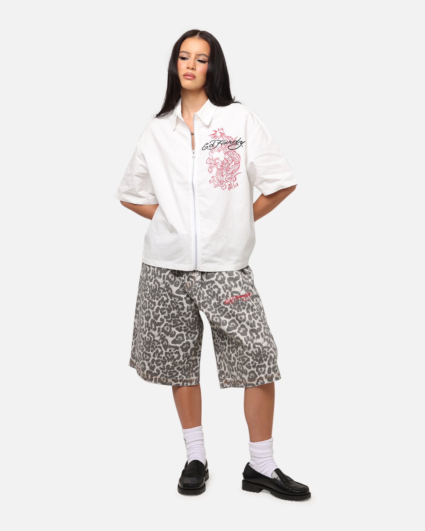 Ed Hardy Dragon Zip Shirt Off White、mySite、zt4zffjzw