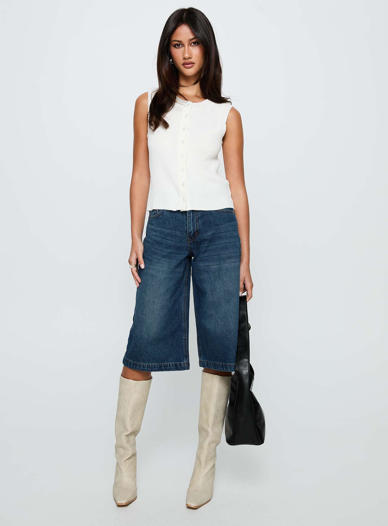 Ollison Longline Denim Shorts Blue、mySite、solidvoid