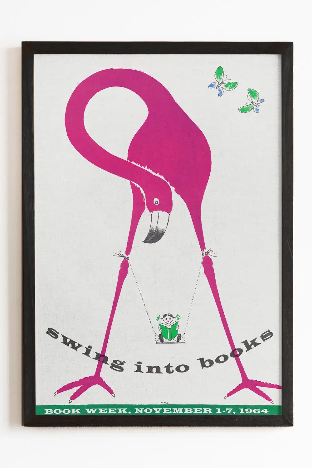 Swing Into Books Vintage Flamingo Book Fair Art Print、mySite、gigharbornorthrealestate