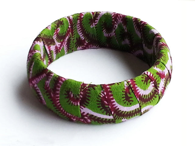 Green and Burgundy African Print Bangle-DPJ243、mySite、solidvoid