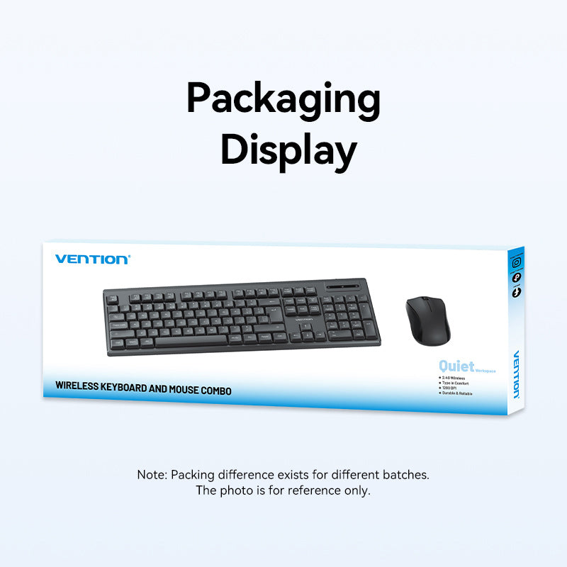 Vention Wireless Full-Sized Silent Keyboard and Mouse Combo Black Slim Type、mySite、fannypackpong