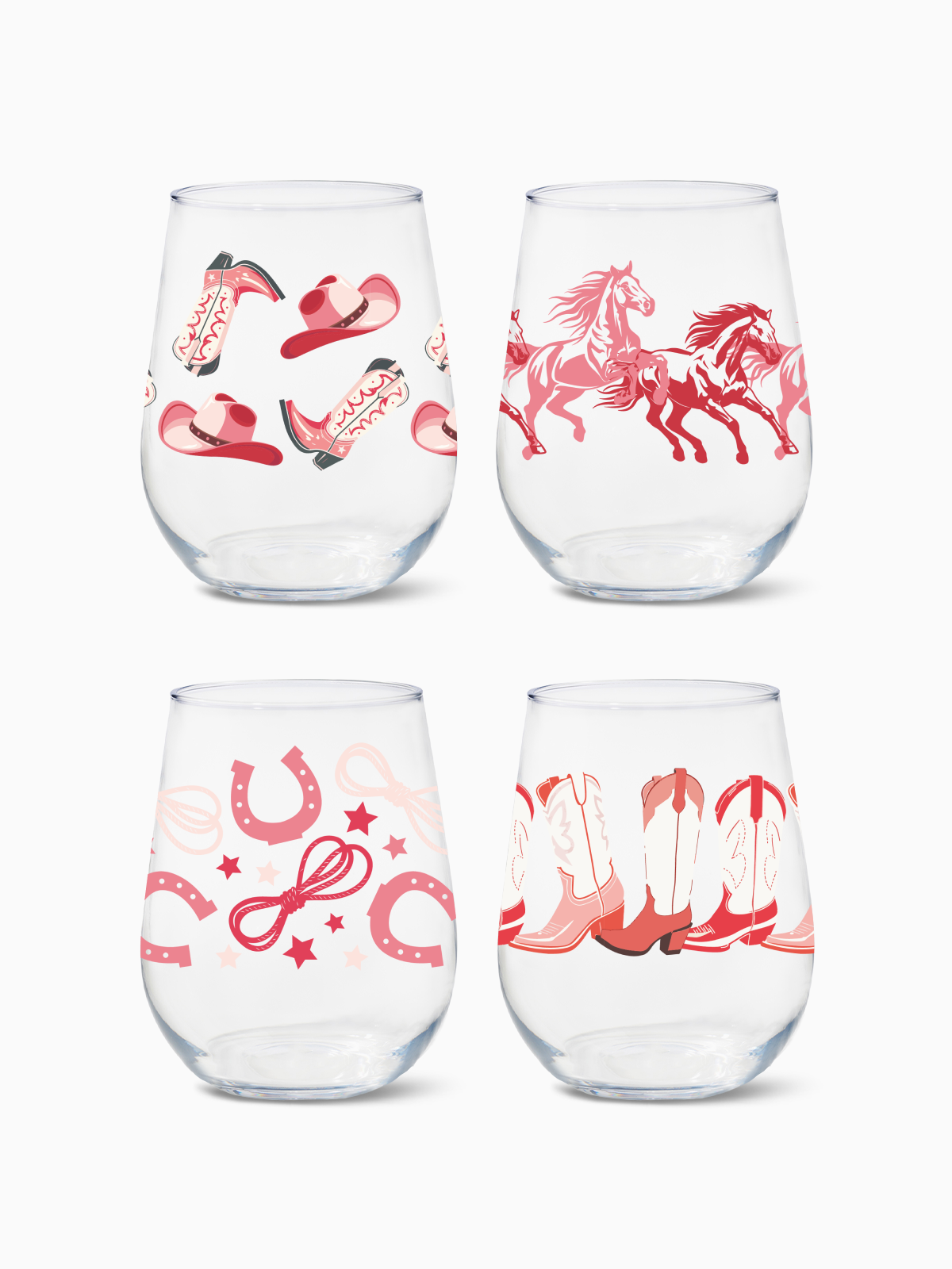 Pink Wild West - RESERVE 16oz Stemless Wine Tritan Copolyester Glass、mySite、camillekostekn