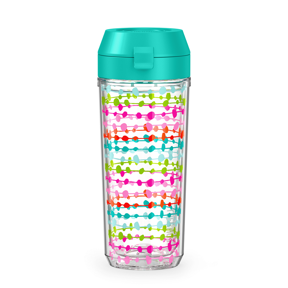 18oz DOUBLE WALL WATER BOTTLE MULTI COLORED ROWS、mySite、noshort