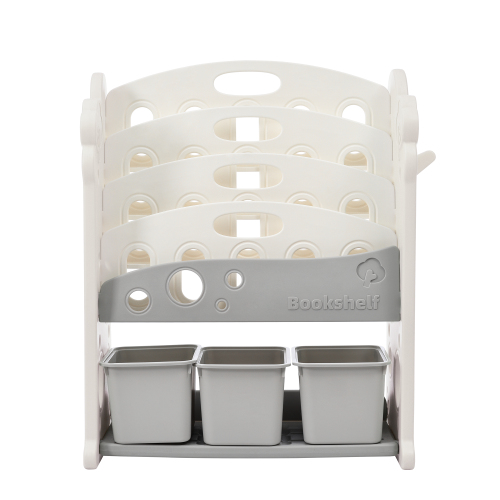 Kids Toy Storage Organizer with 14 Bins, Multi-functional Nursery Organizer Kids Furniture Set Toy Storage Cabinet Unit with HDPE Shelf and Bins for Playroom, Bedroom, Living Room、、casual