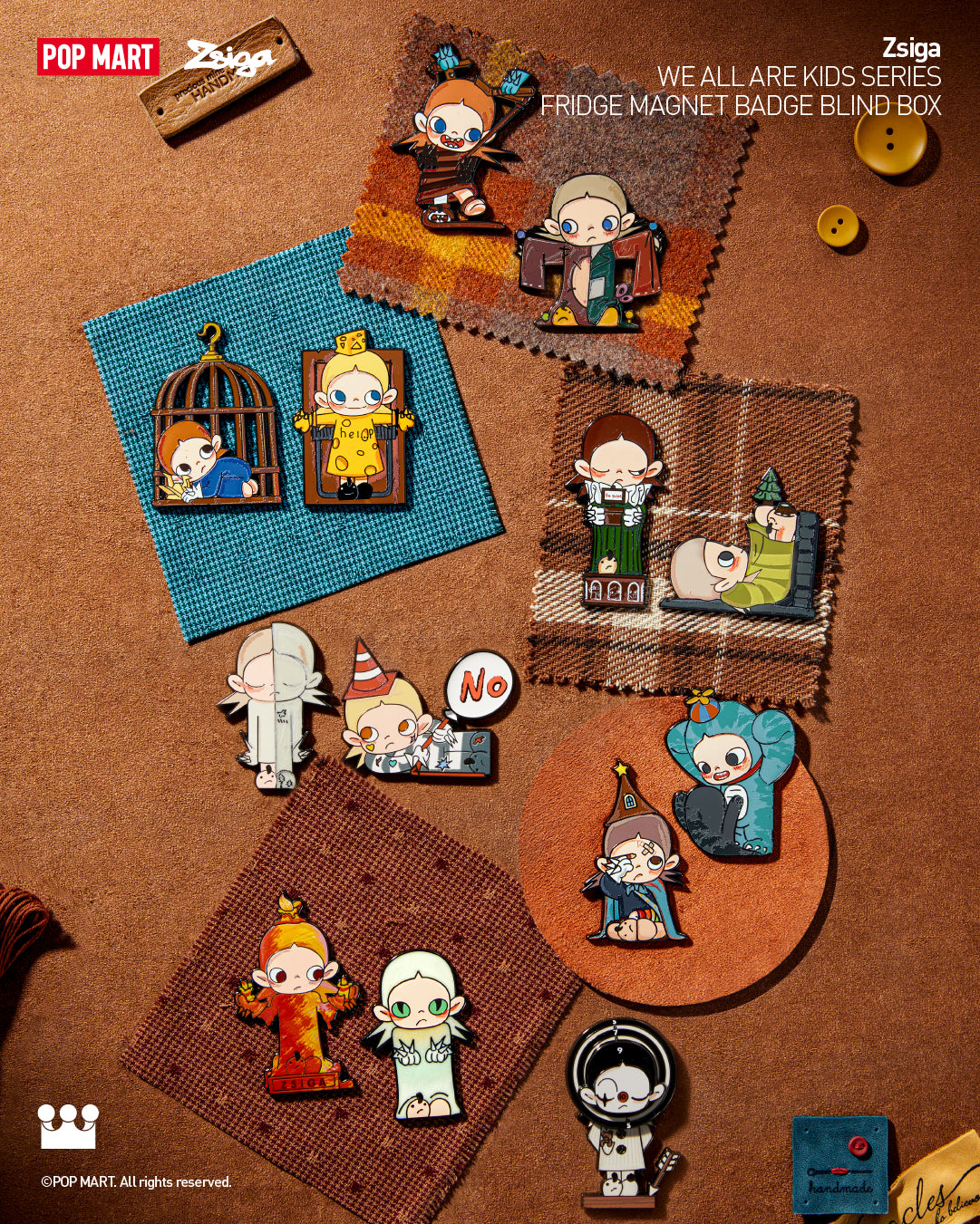  POP MART Zsiga We All Are Kids Series-Fridge Magnet Badge Blind Box、mySite、greenlandpopulation