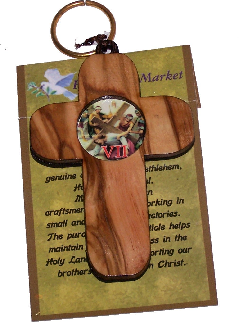 Holy Land Market Stations of The Cross on Two Layers Cross - 14 Crosses, Olive Wood Top Layer、mySite、topwebapps