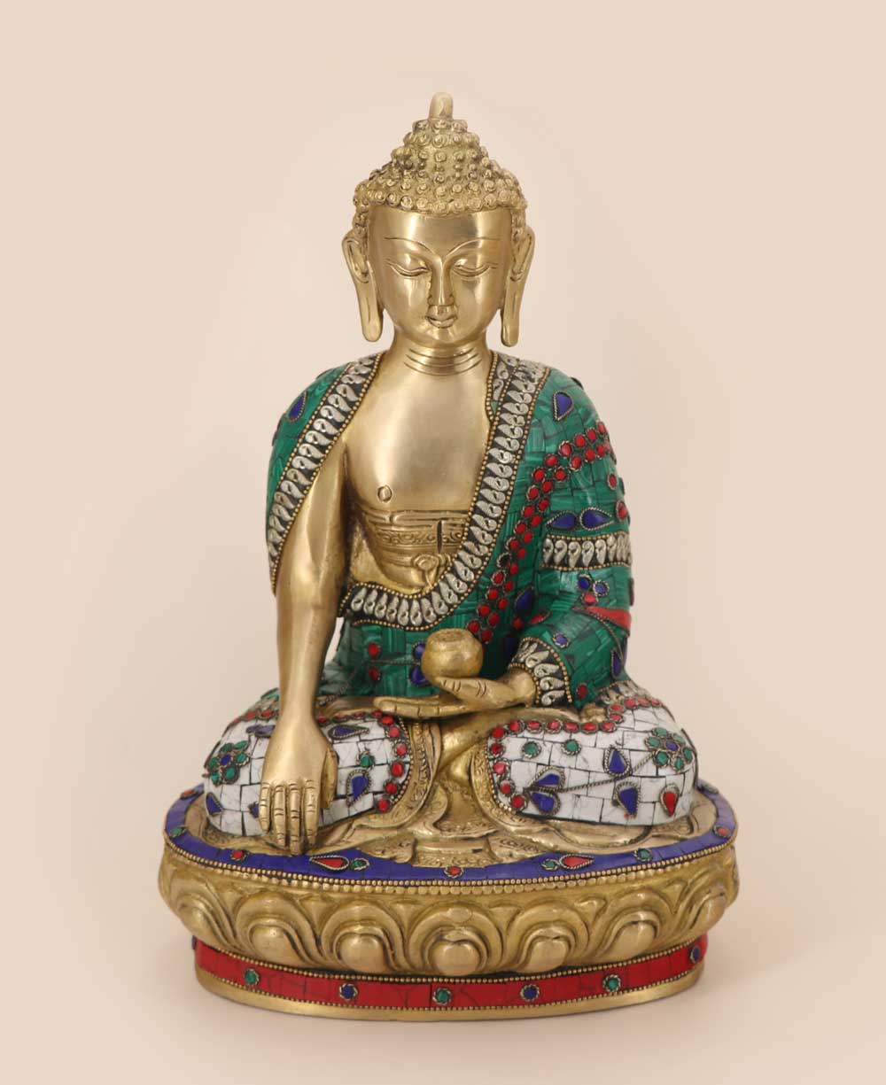 Mosaic Work Earth Touching Pose Shakyamuni Buddha Brass Statue、mySite、topwebapps