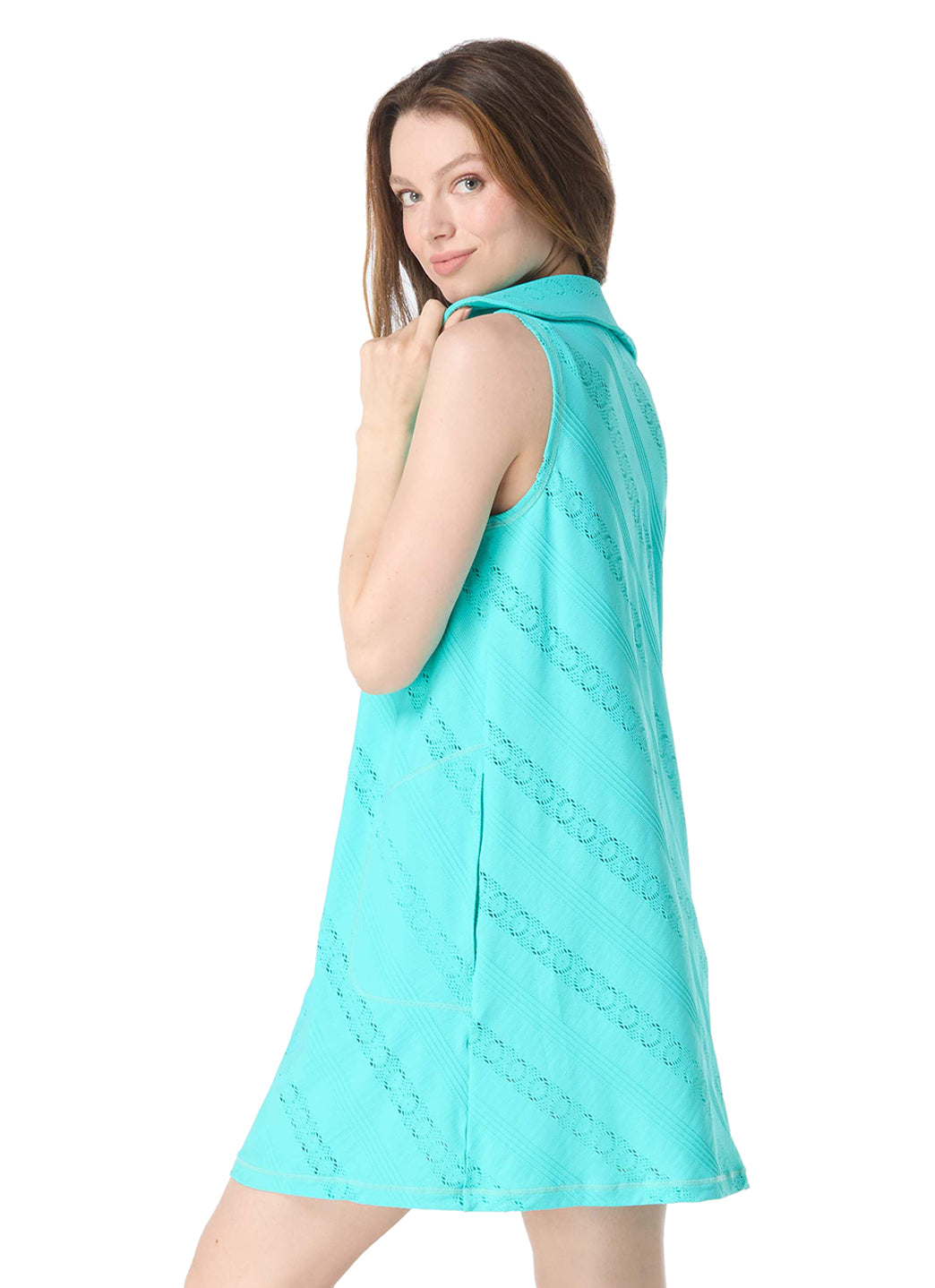 Beach House Women's Eva Crochet Zip Front Sleeveless Cover Up Dress、mySite、noshort