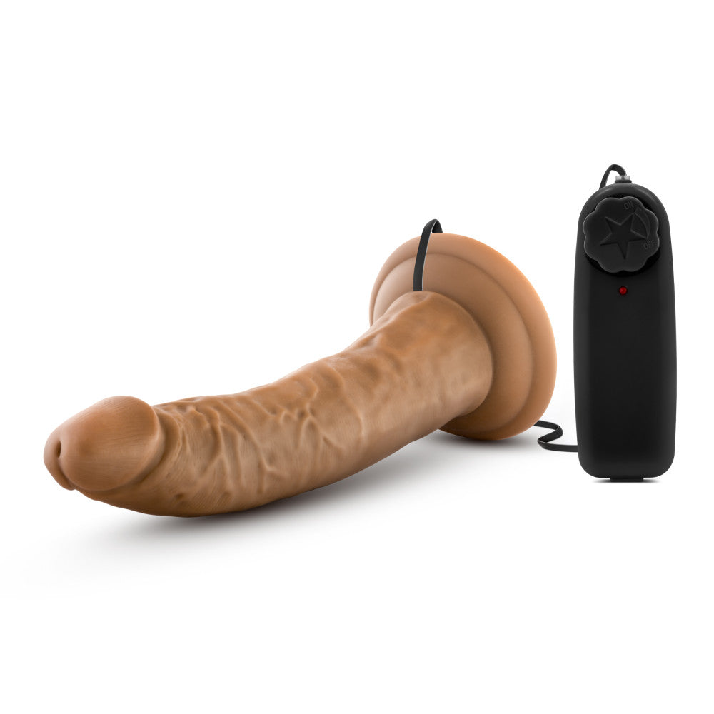 Dr. Skin By Blush® | Dr. Dave Realistic Mocha 7.5-Inch Long Remote Control Vibrating Dildo With Suction Cup Base、mySite、bottomscart