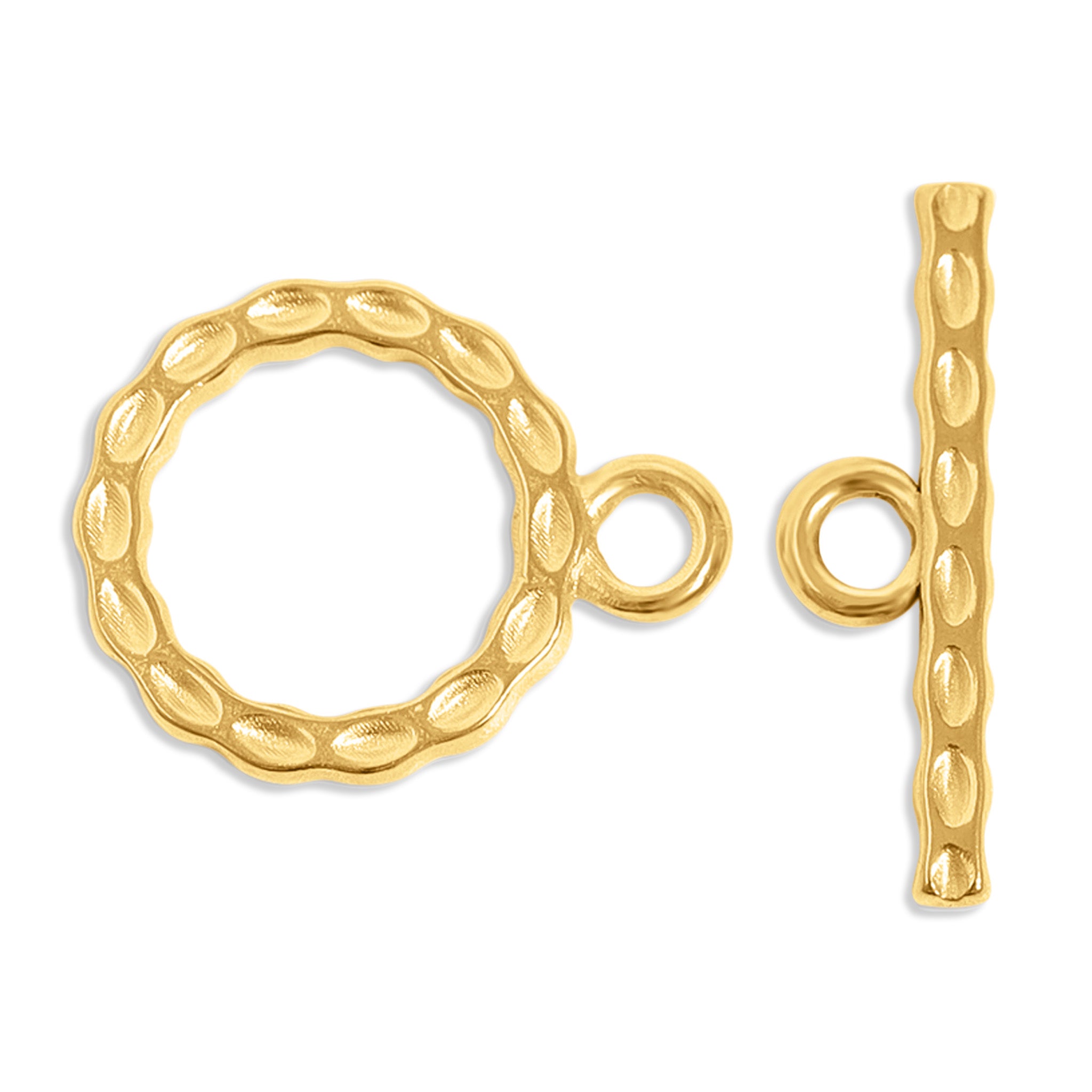 18K Gold PVD Stainless Steel Textured Circle Toggle Clasp / ENC0048、mySite、dreamappss