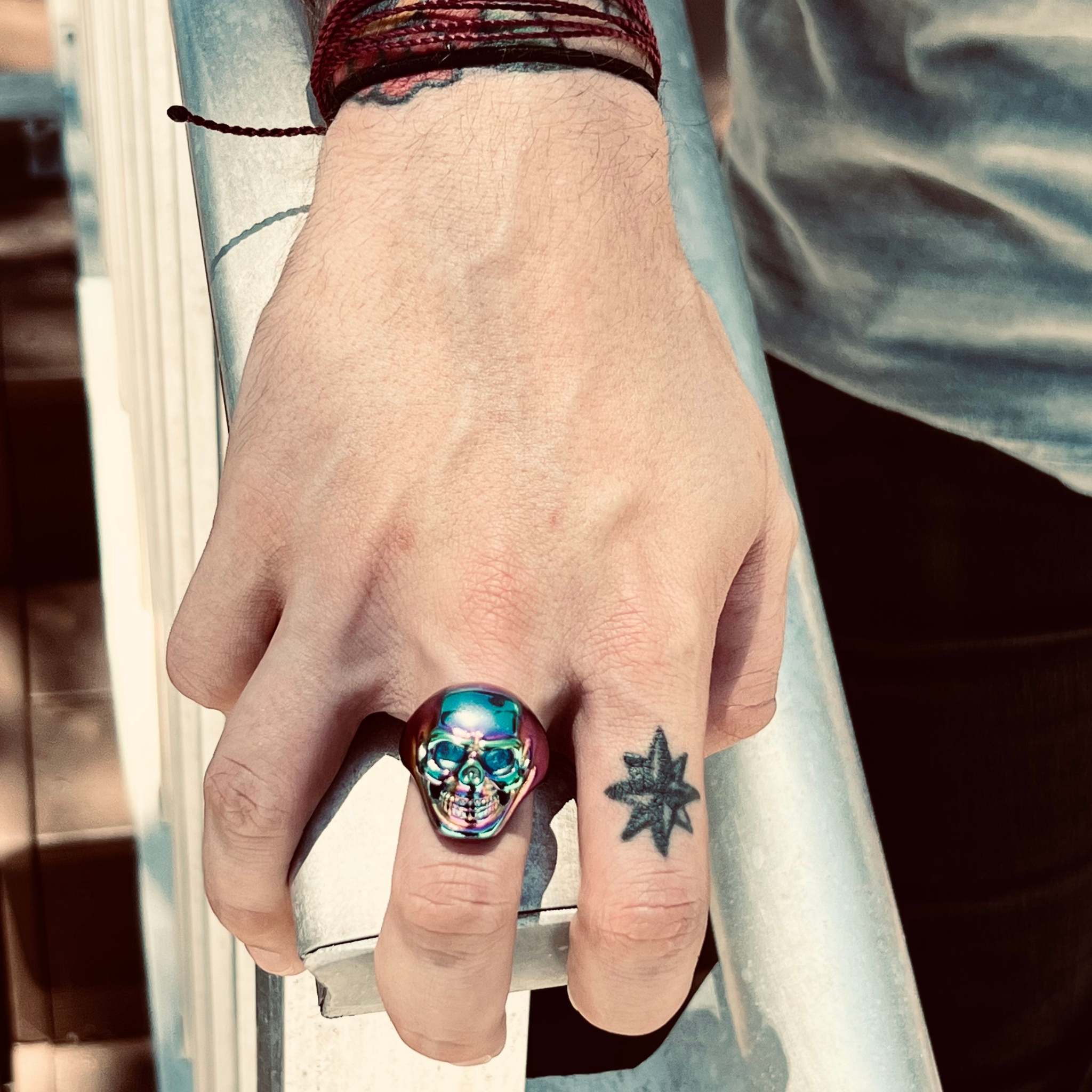 Stainless Steel Rainbow Skull Ring / SCR4050、mySite、dreamappss