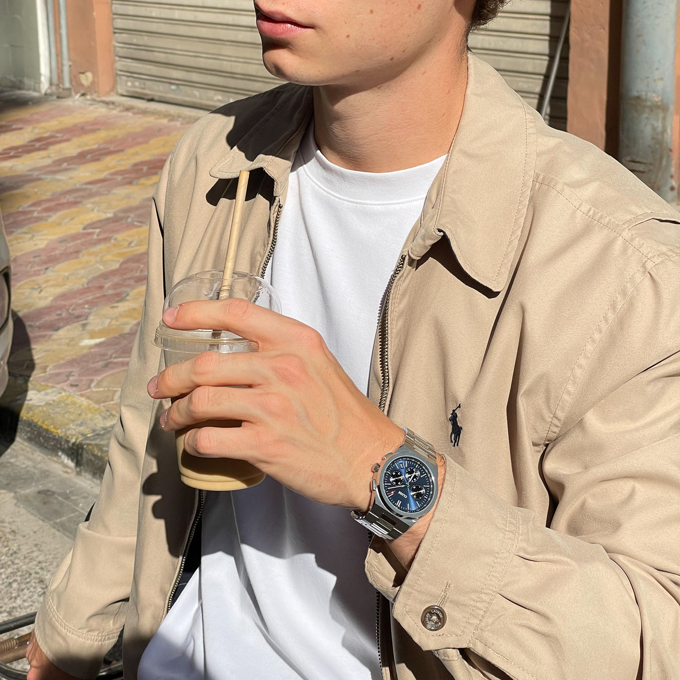  Vigoureux Chrono Watch Steel, Dark Blue, Silver Colour