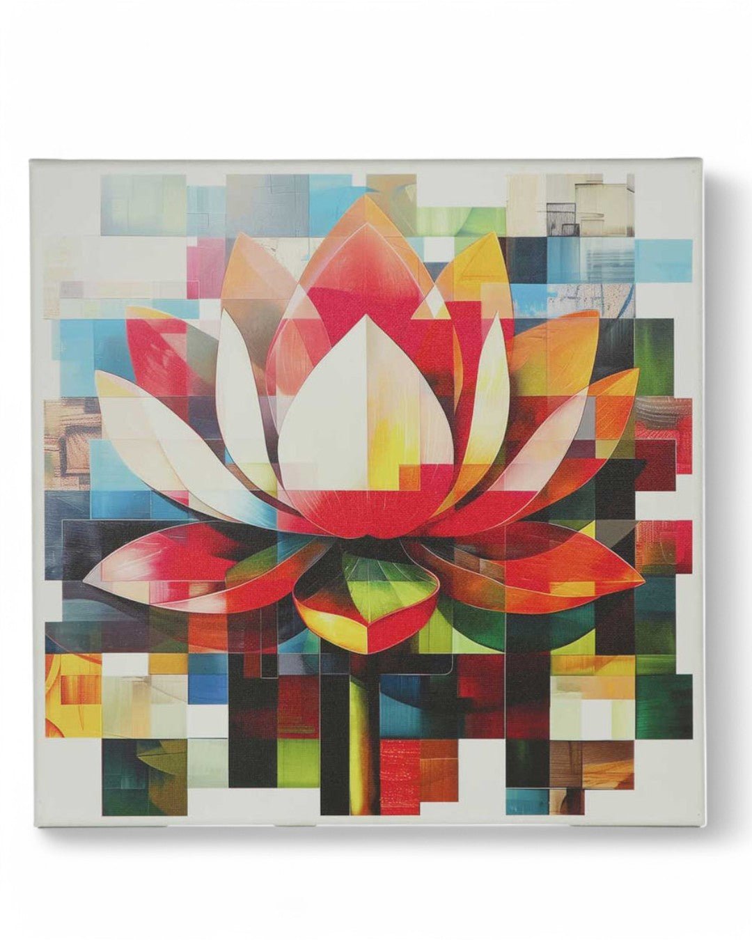Mosaic Meaningful Lotus Flower Canvas Print Wall Art、mySite、topwebapps