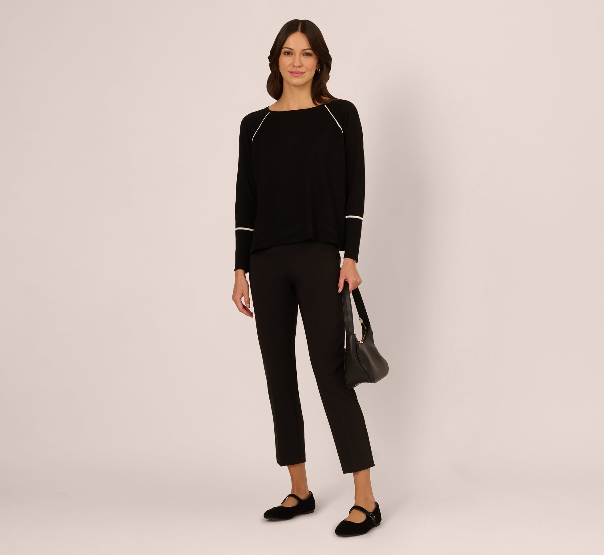 Boat Neck Slouchy Dolman Sleeve Raglan Sweater In Black Ivory、mySite、solidvoid