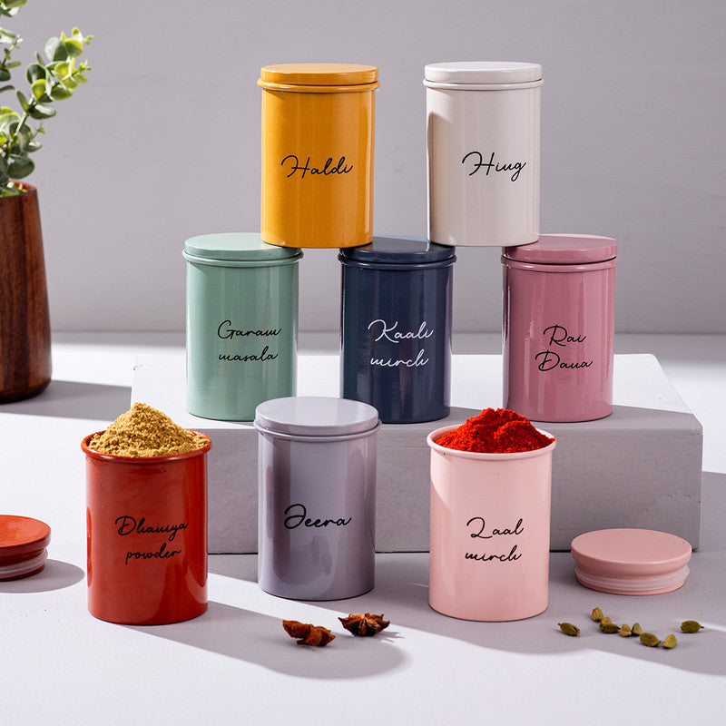 Stainless Steel Spice Jar Set | Multicolour | Set of 8、mySite、camillekostekn