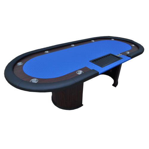 96" Poker Table Model 16367 with U Shape Legs, Drox Box, Chips Tray Blue、、casual