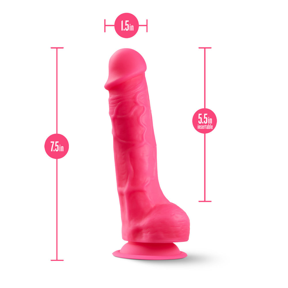 Neo Elite By Blush® | Neon Pink: 7.5-Inch Long Dildo - Made with Purio™ Silicone & SensaFeel® Dual Density Realistic Technology、mySite、bottomscart