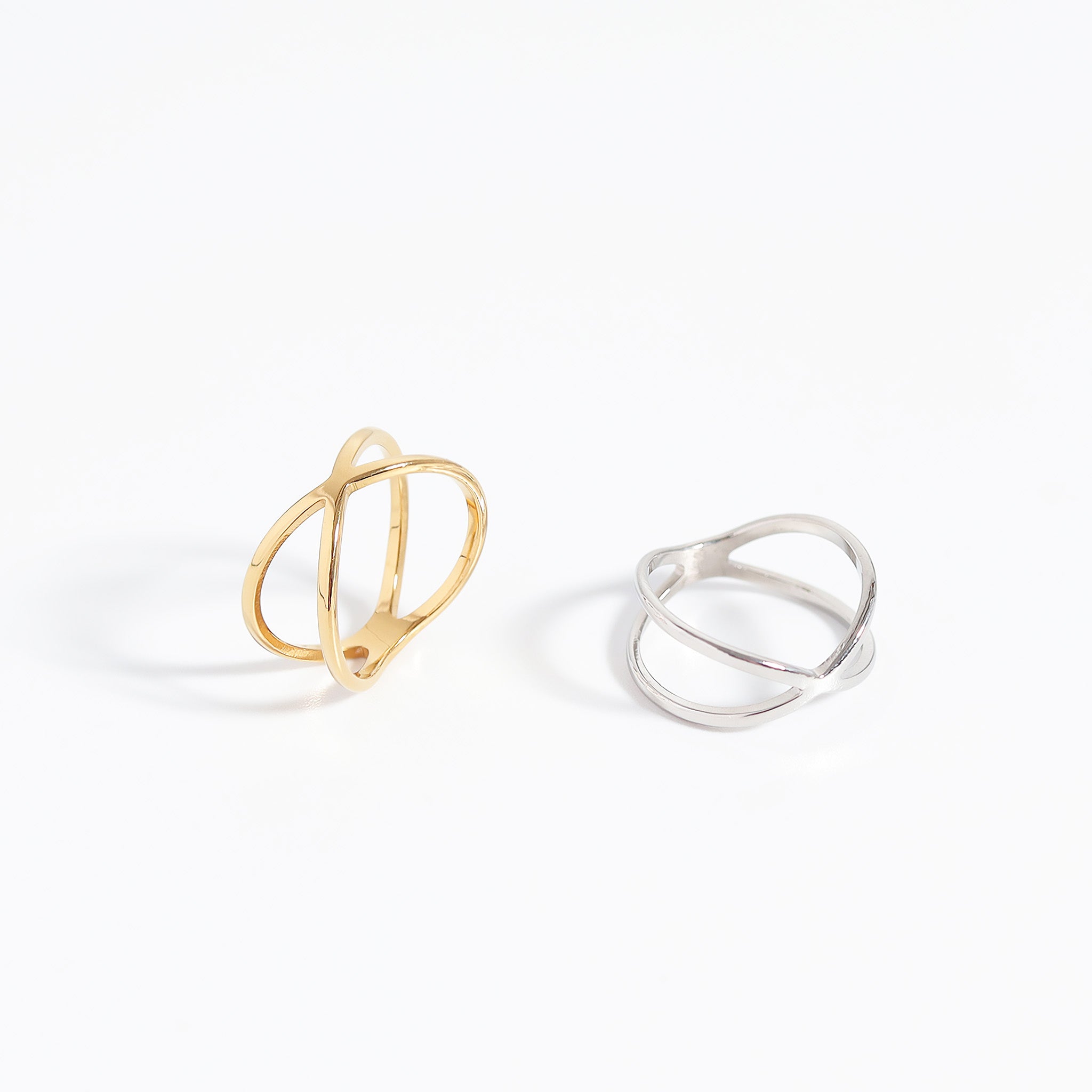 18K Gold PVD Stainless Steel Atomic X Geometric Ring / KSS0006、mySite、dreamappss