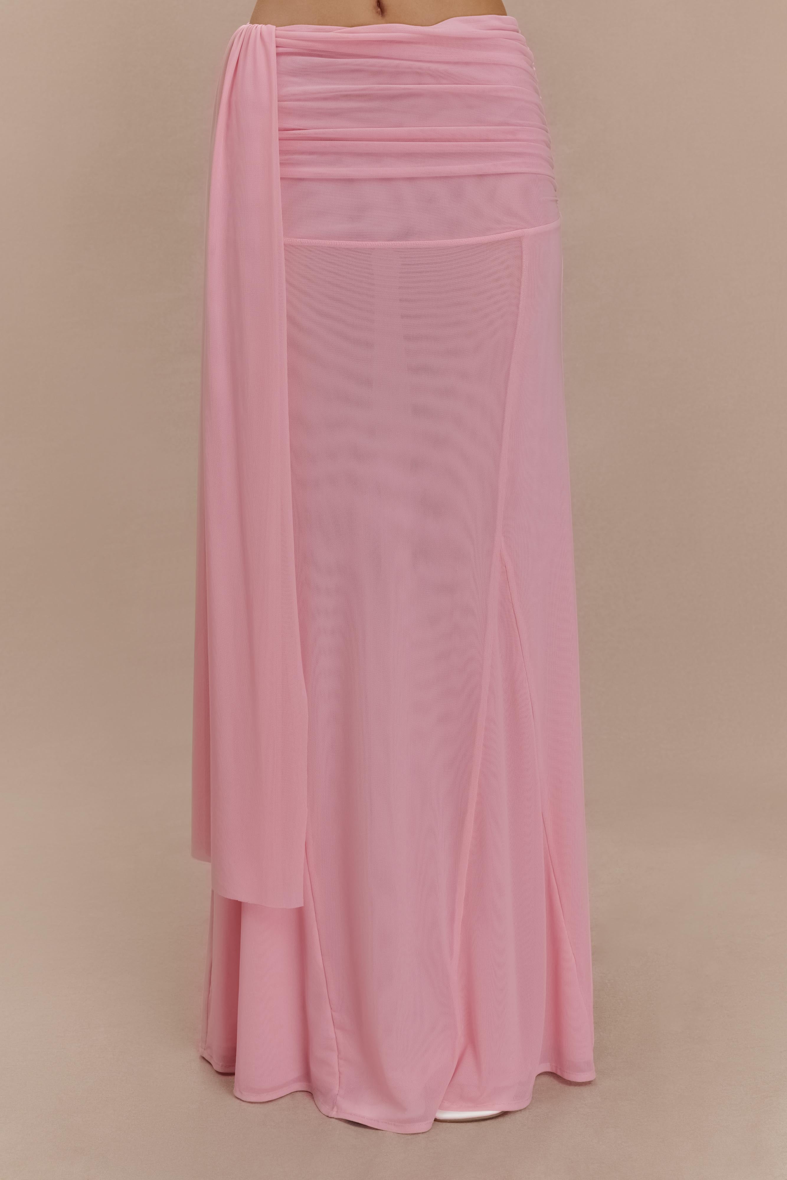 Arna Mesh Maxi Skirt - Candy Pink、mySite、solidvoid