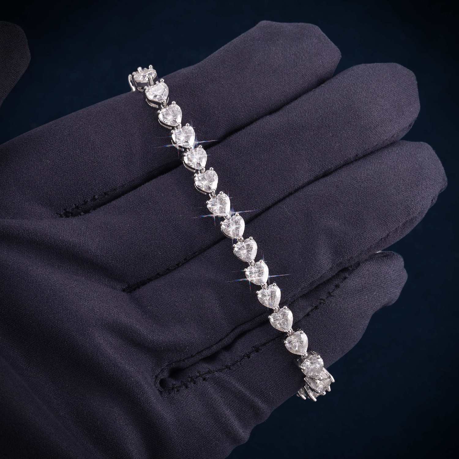 5MM Moissanite Heart Tennis Bracelet 14K Gold、mySite、hinf8tx79