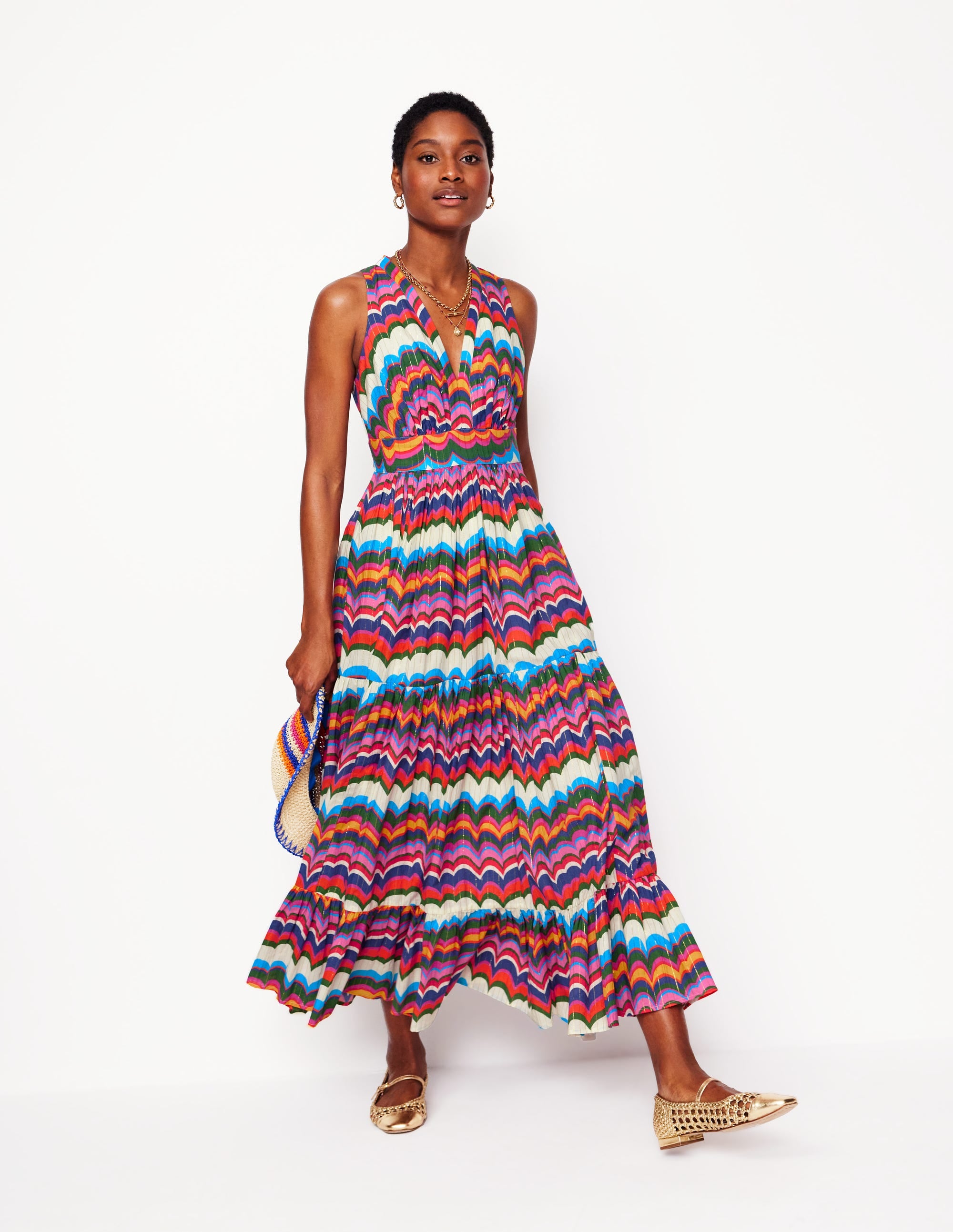  Serena Cotton Tie Maxi Dress-Multi, Abstract Wave、mySite、ashleygrahame