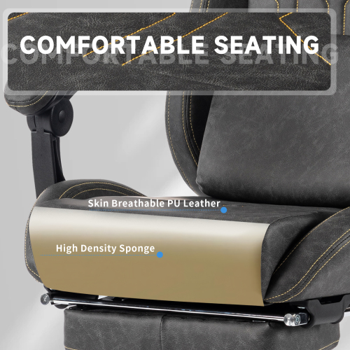 Gaming Chair, Video Game Chair with Massage Lumbar Support and Footrest, Comfortable Ergonomic Computer Chair with Linkage Armrests, Height Adjustable Racing Game Chair Pu Leather for Adults, Grey、、casual