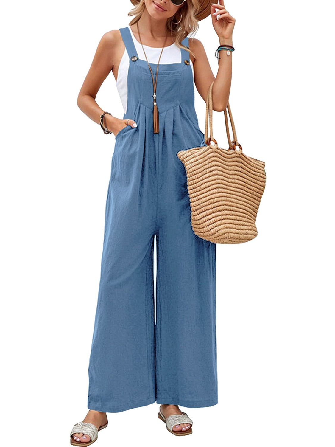  Full Size Square Neck Wide Strap Overalls、mySite、justintrudeaud