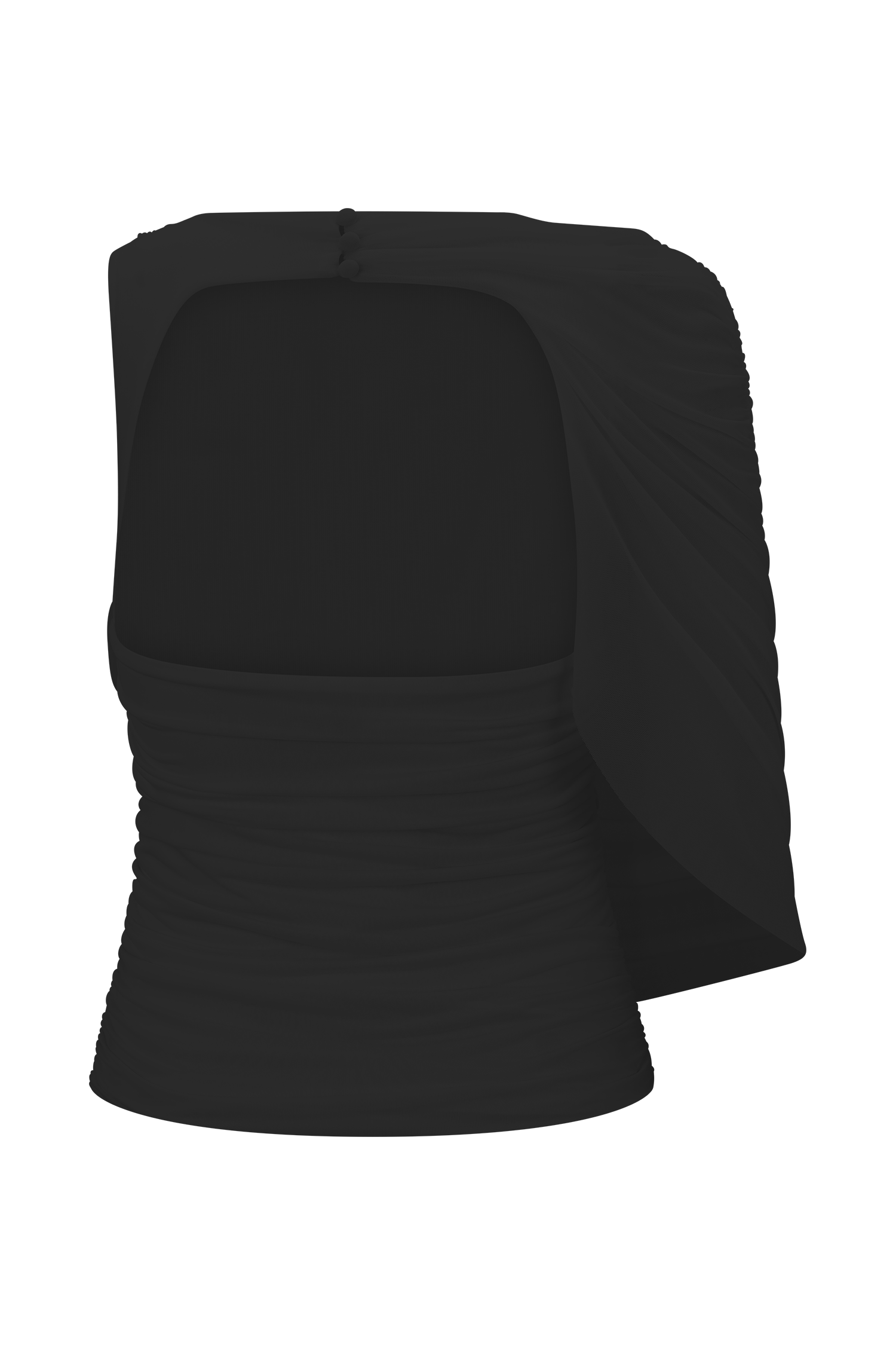 Pruedance Slinky Draped Top With Mesh Overlay - Black、mySite、solidvoid