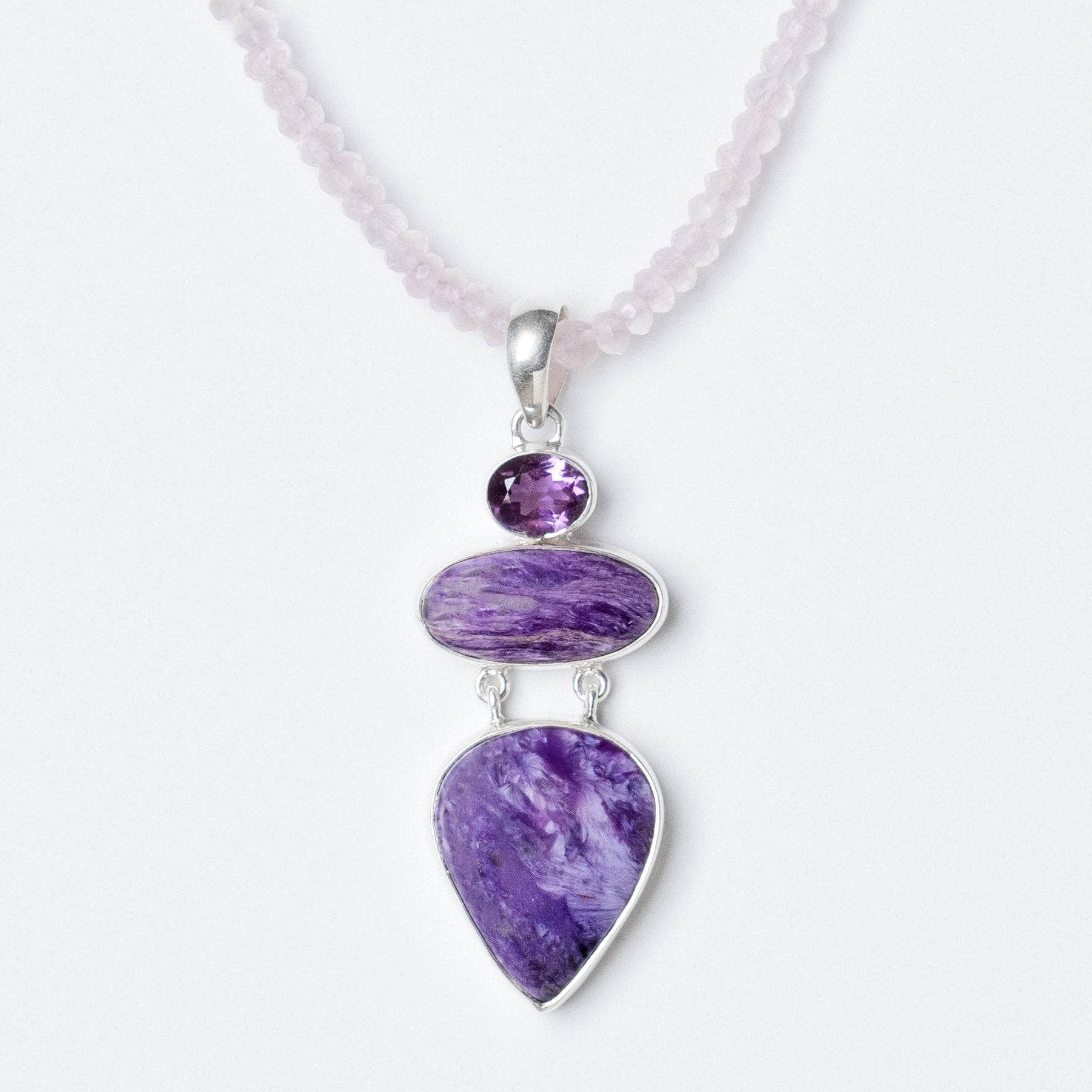 Charoite & Amethyst Pendant Necklace、mySite、hinf8tx79
